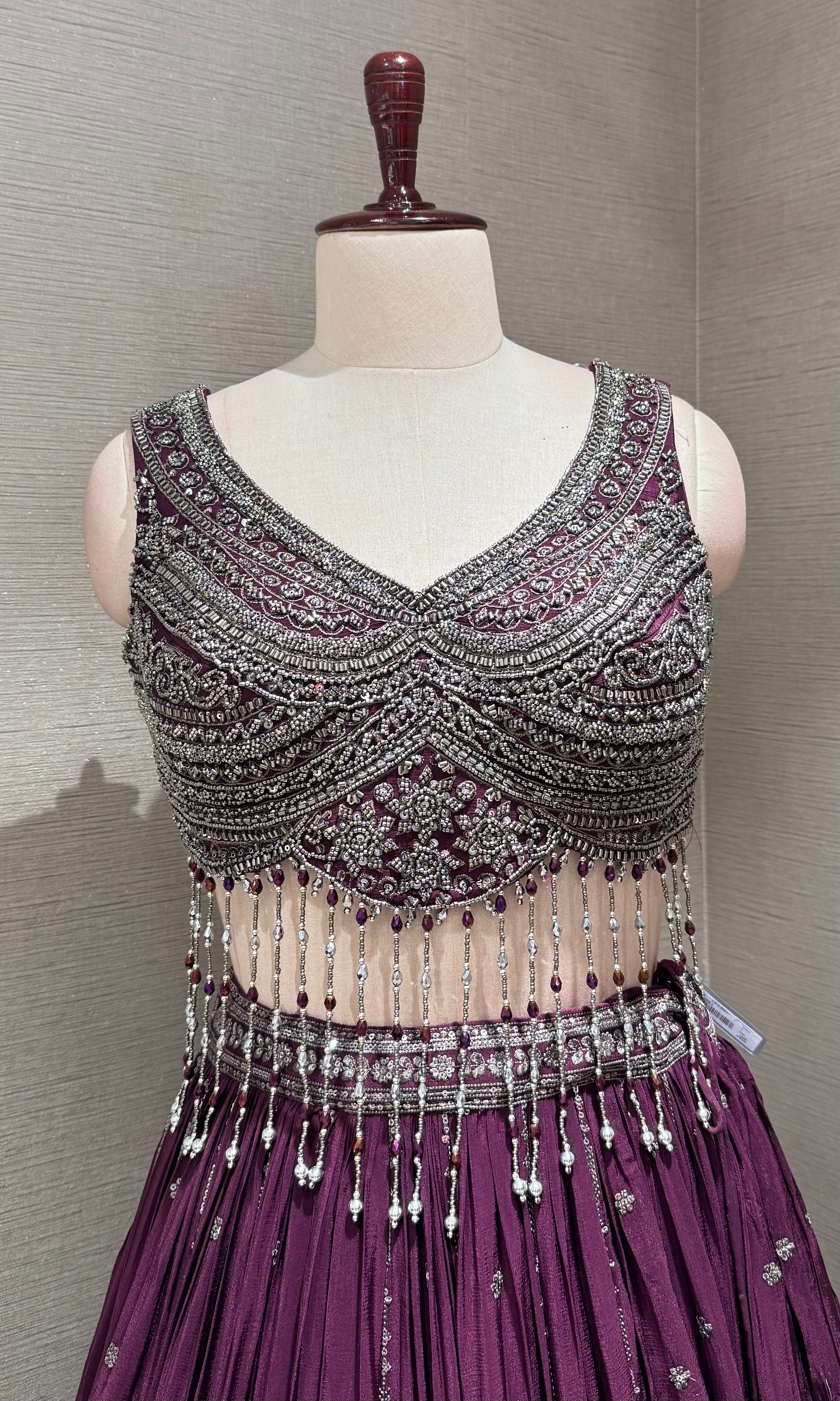 Wine imperial intricate lehenga