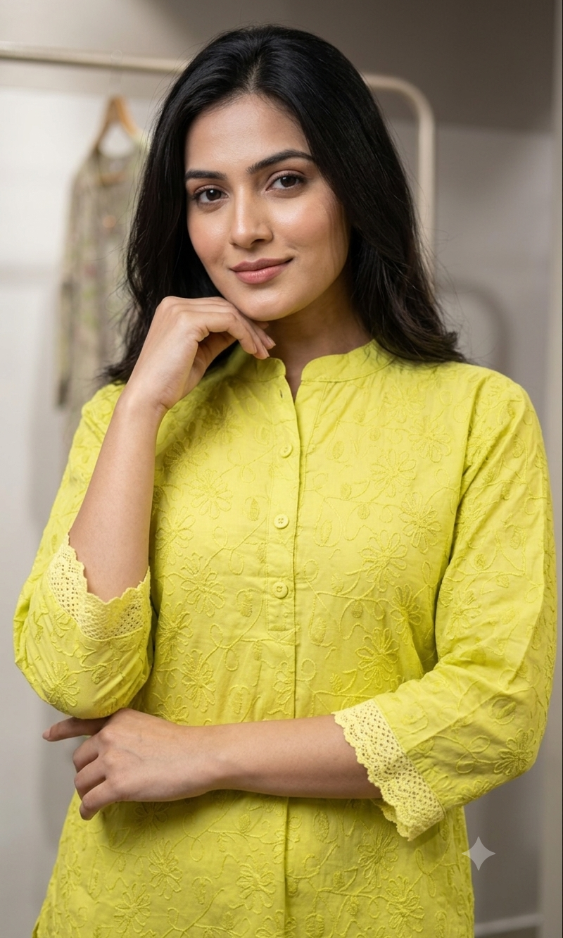 Mehandi Green Cotton Ethnic Co-ord Set