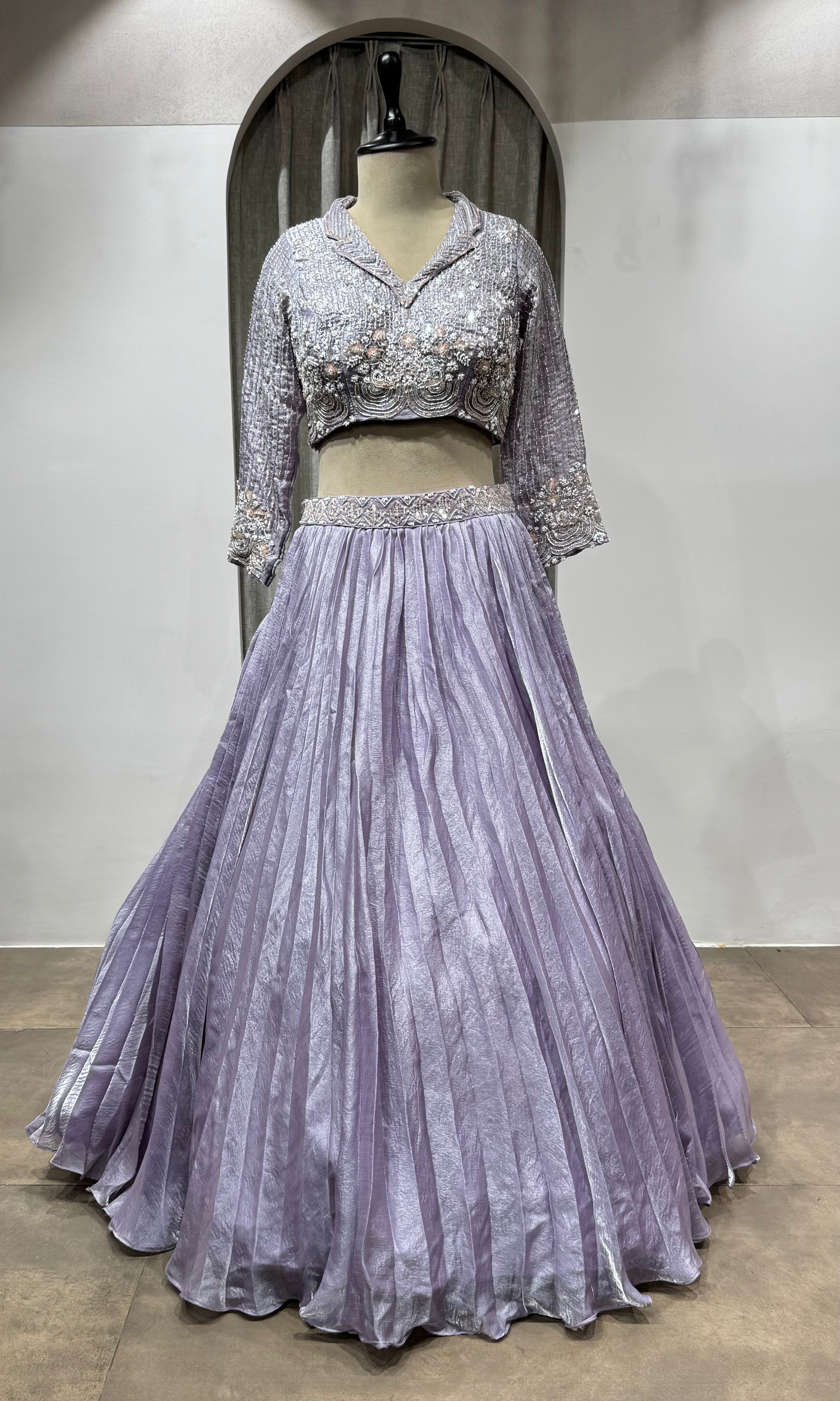 LAILAC Silver Embroidered Party Wear Lehenga Choli