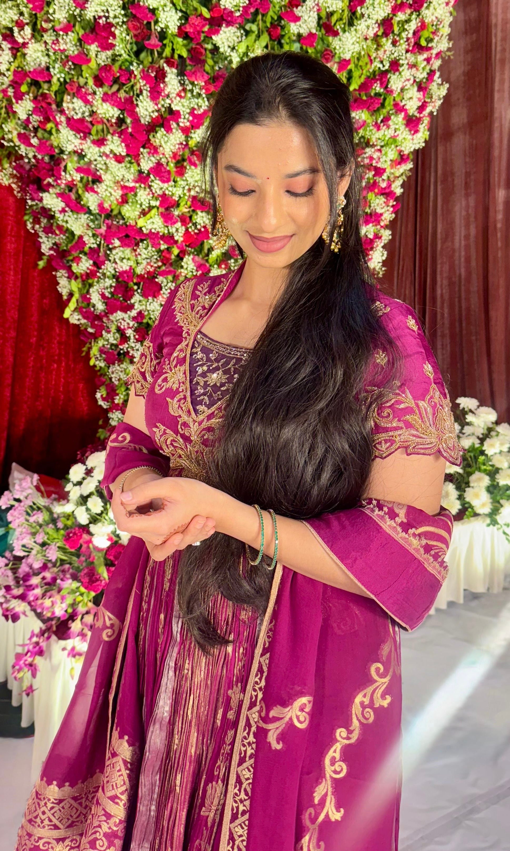 Magenta pink Banarasi Anarkali