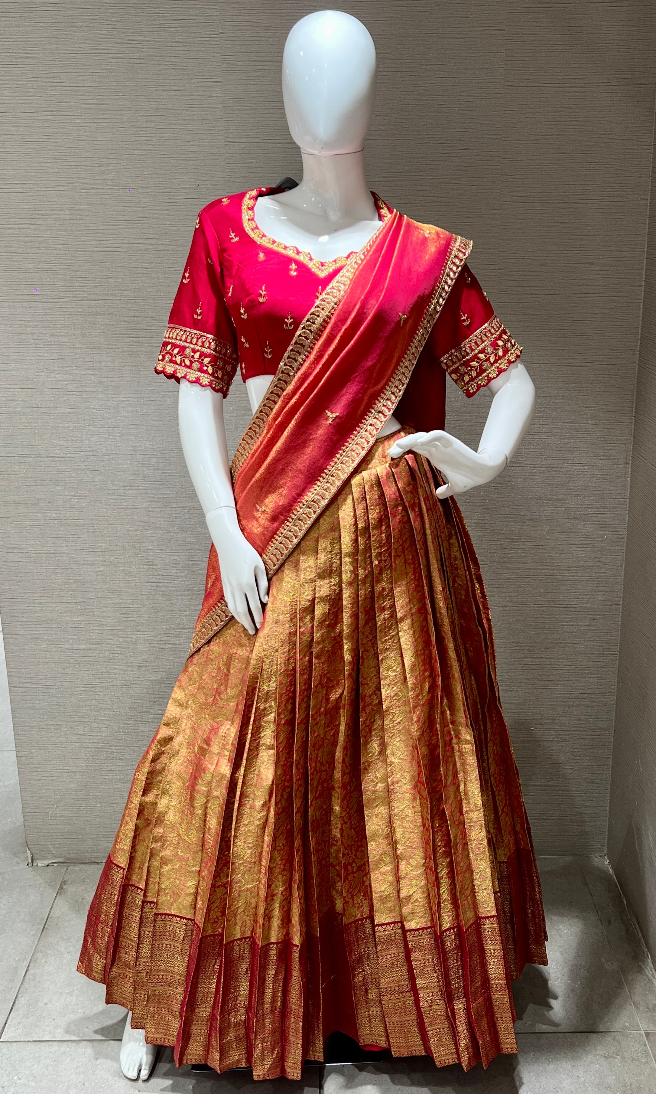 Banarasi Beauty – Red & Gold Traditional Lehenga Set