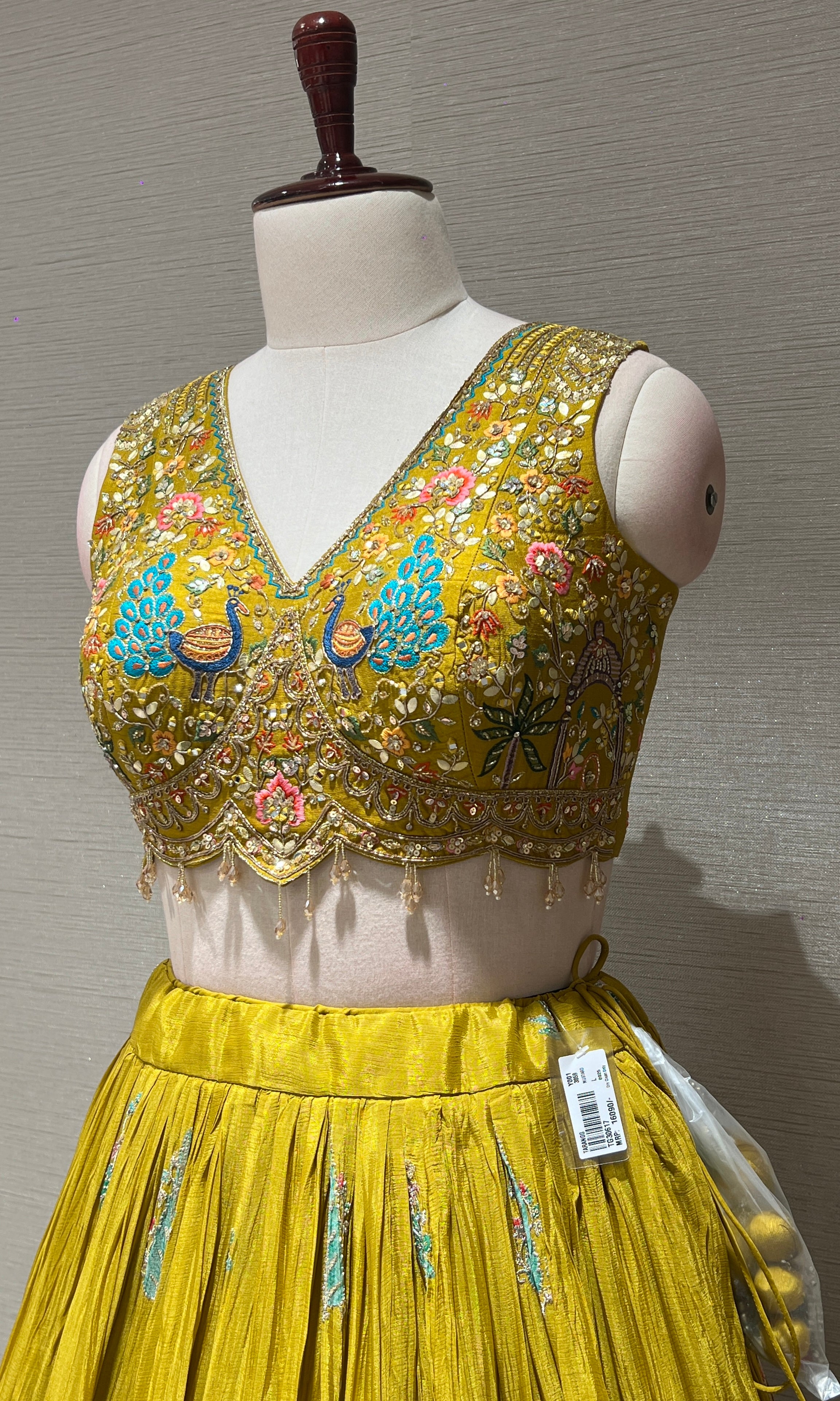 Mustard yellow embroidered Lehenga