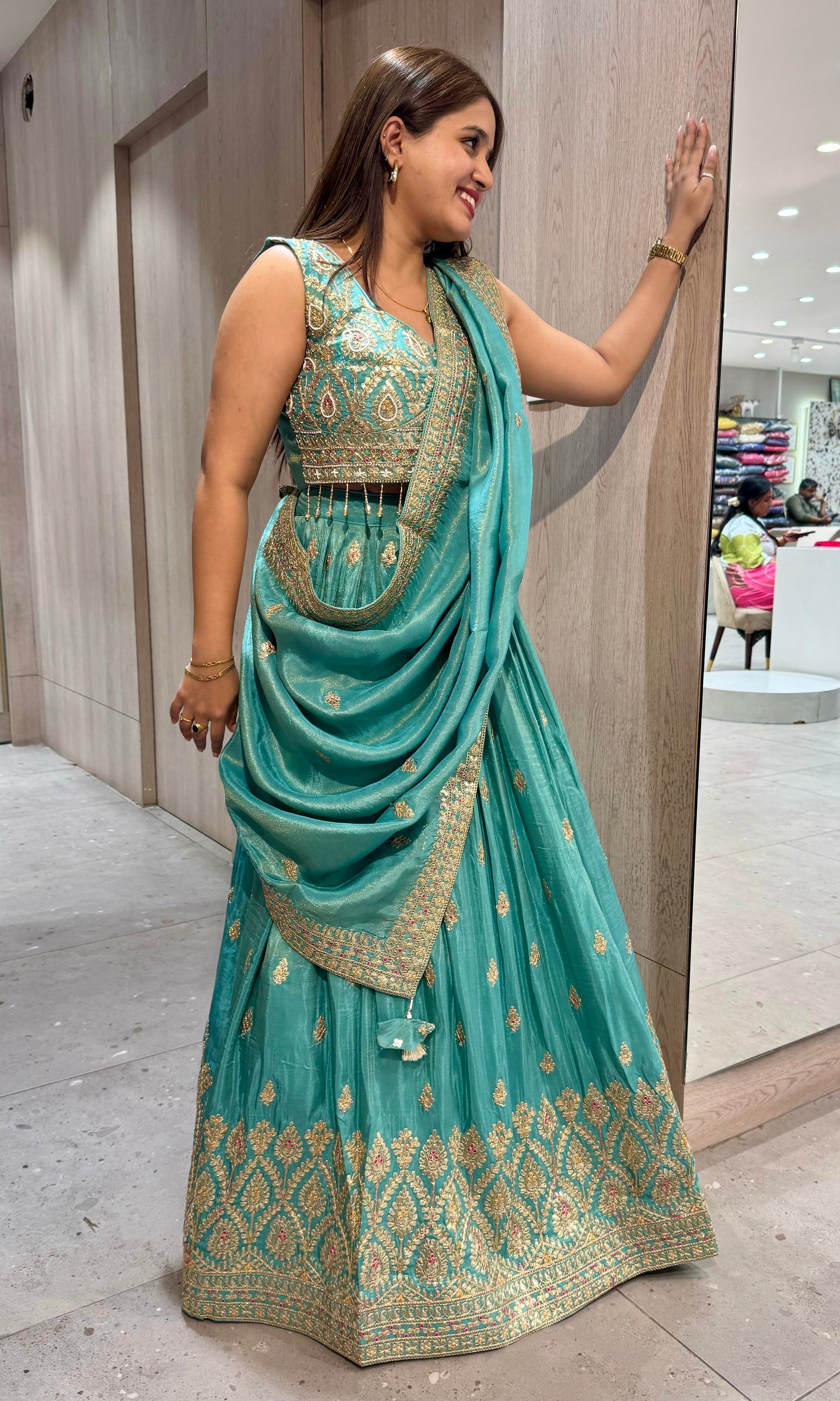 Light blue croptop Lehenga