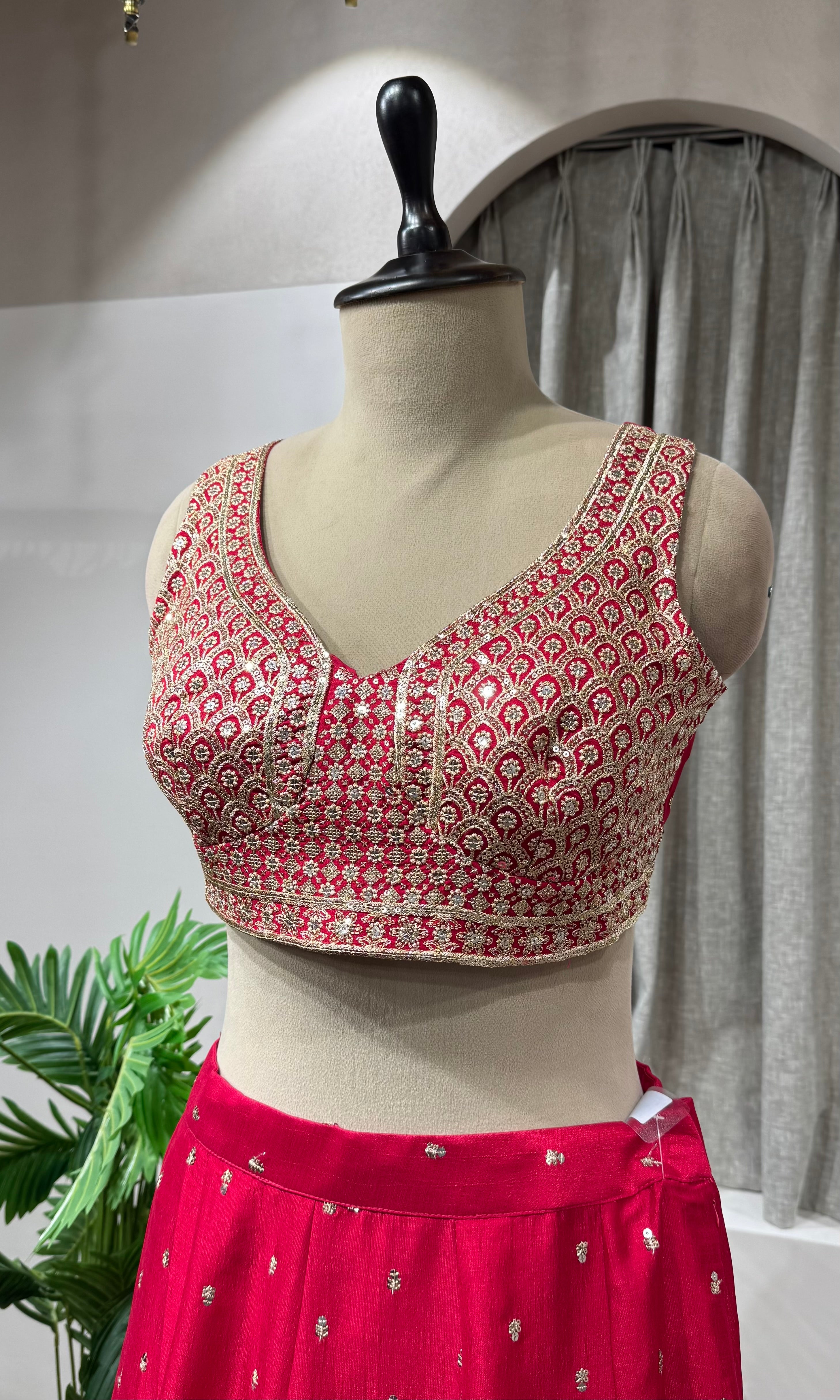 Rani Zardozi & Sequins Crop Top Lehenga