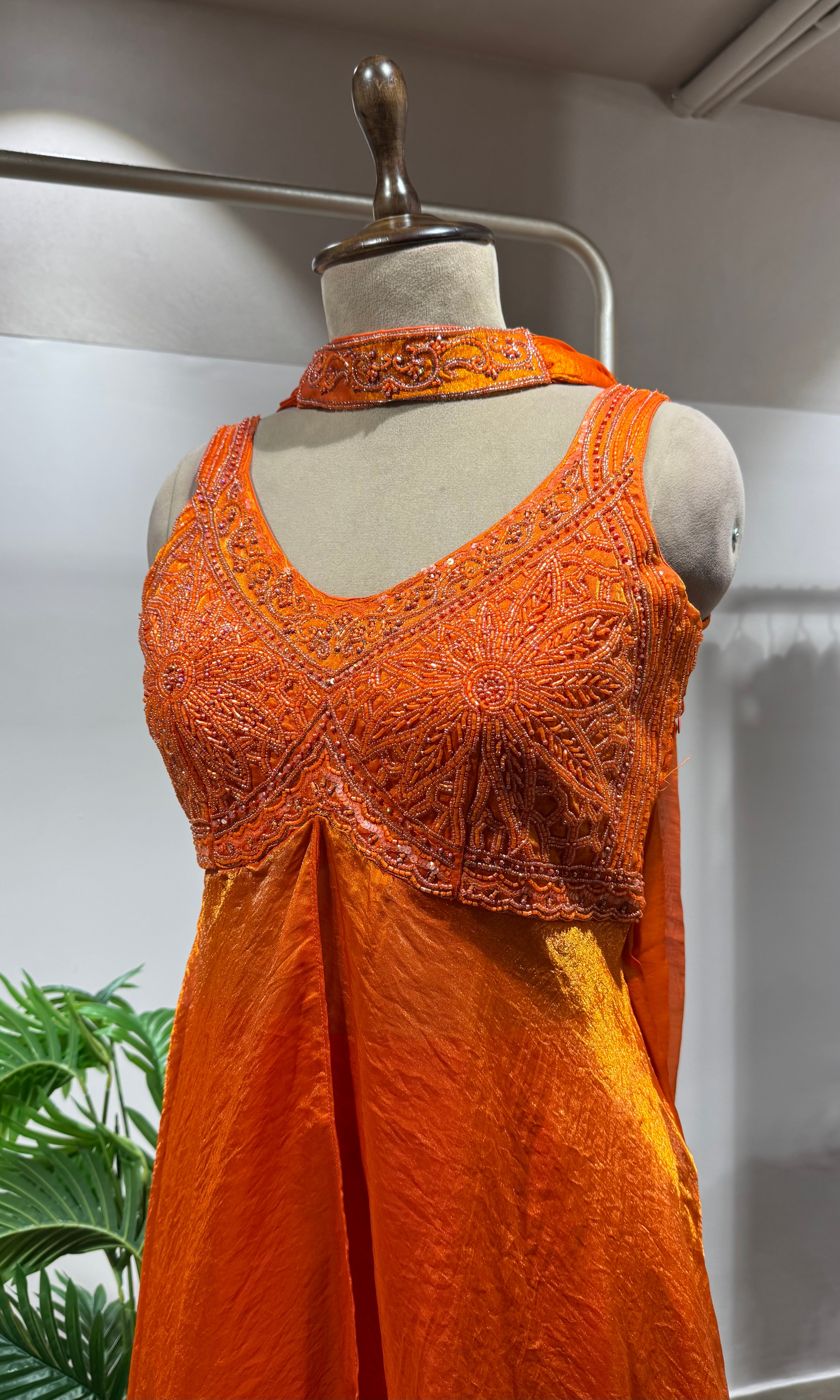 RUST Embroidered Anarkali Long Dress