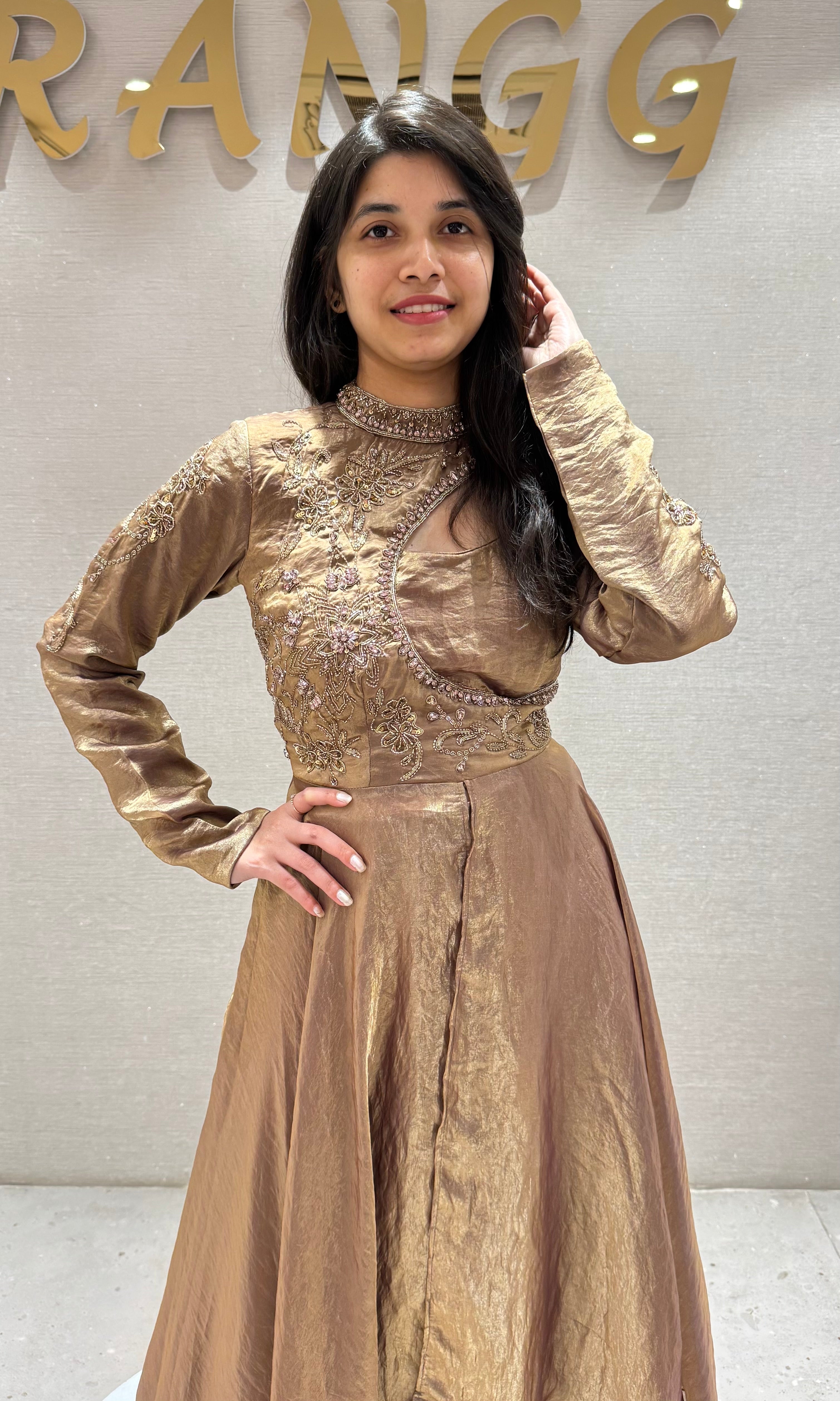 Gold EMBROIDERED ANARKALI SET