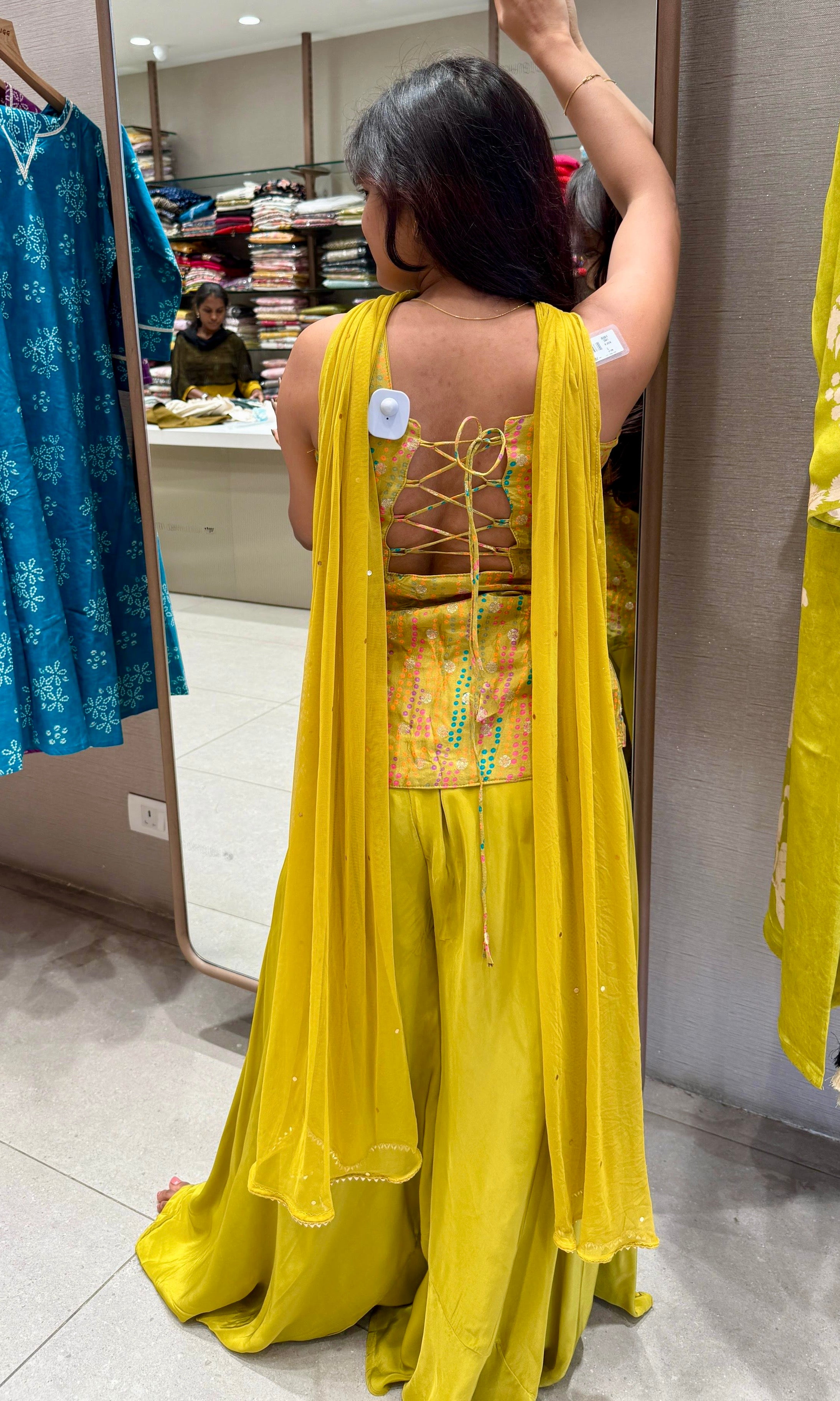 Mehandi green embroidered palazzo set