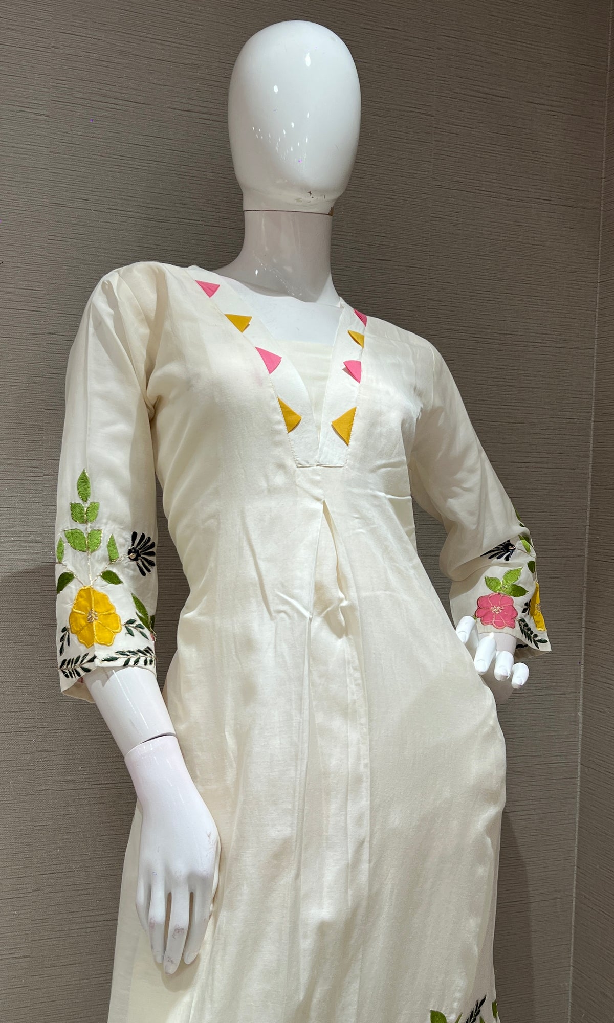 Half white FLORAL kurta set
