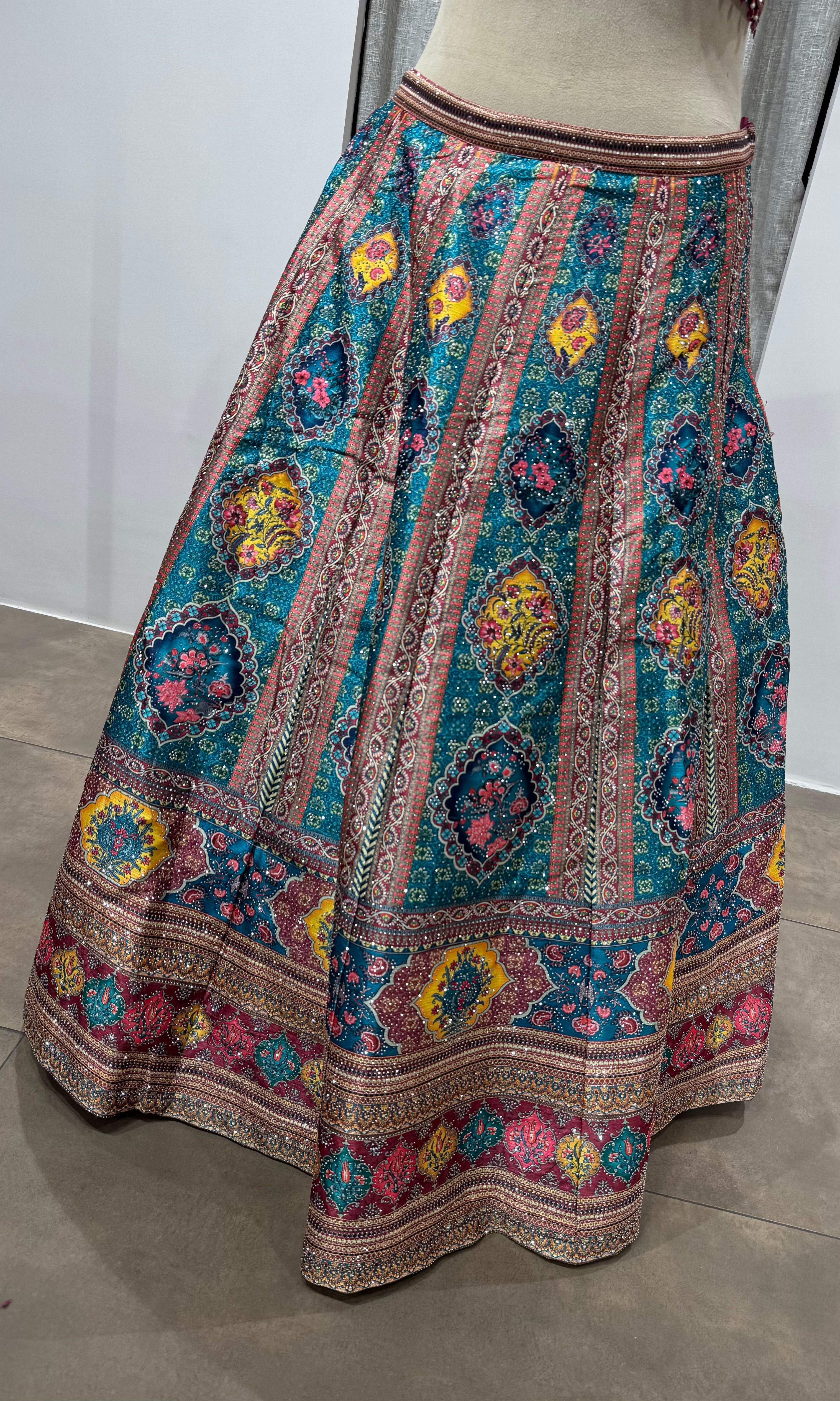 Wine Multi Banarasi Silk LEHENGA