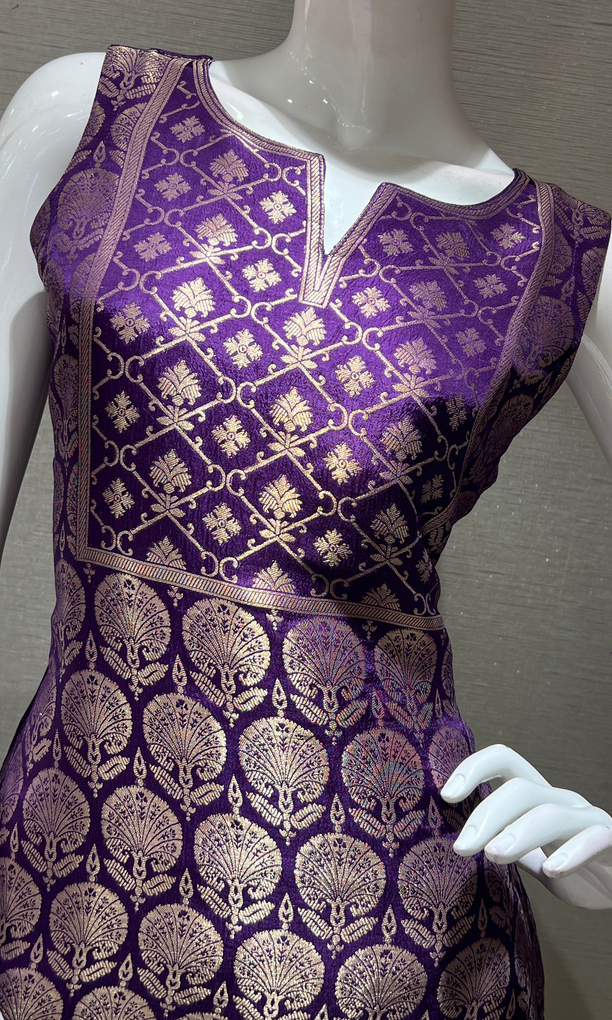 Purple Silk KURTA SET with Golden Embroidery