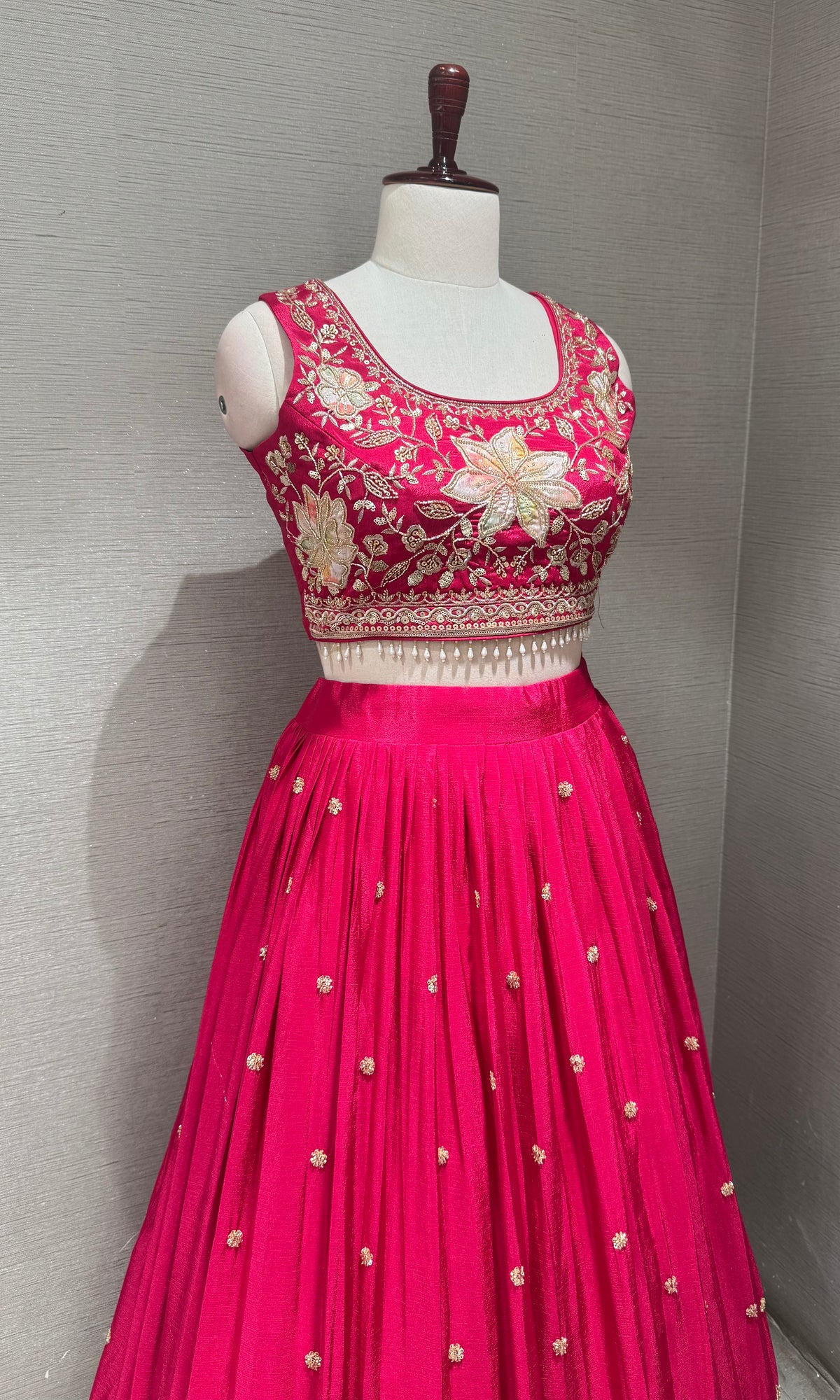 Rani tissue silk Floral Embroidered Lehenga Set