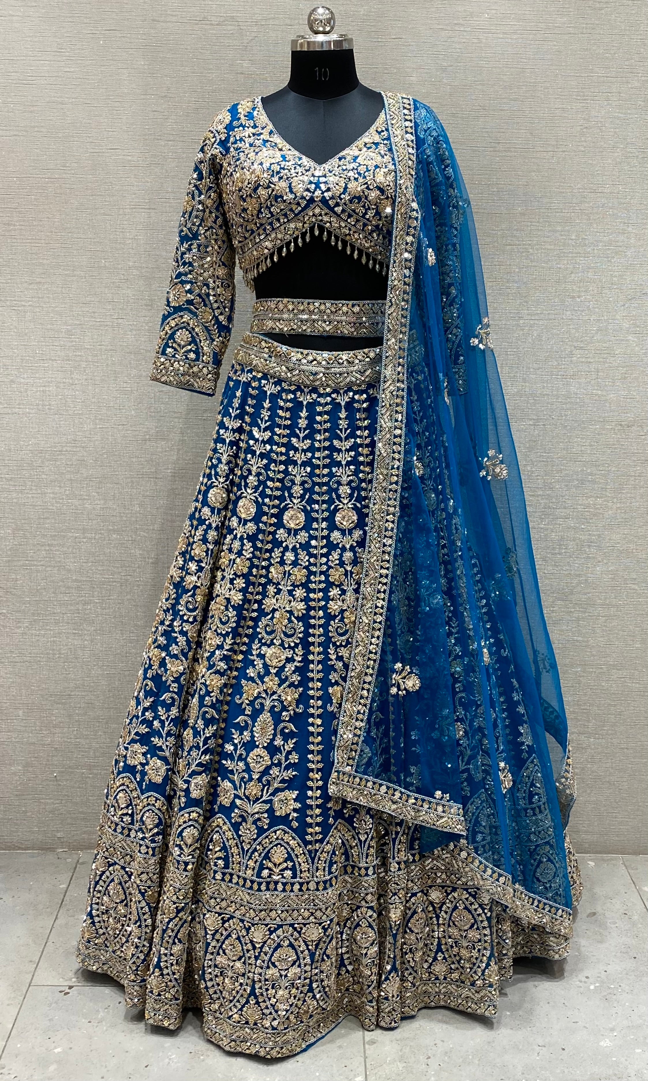Prussian Blue lehenga