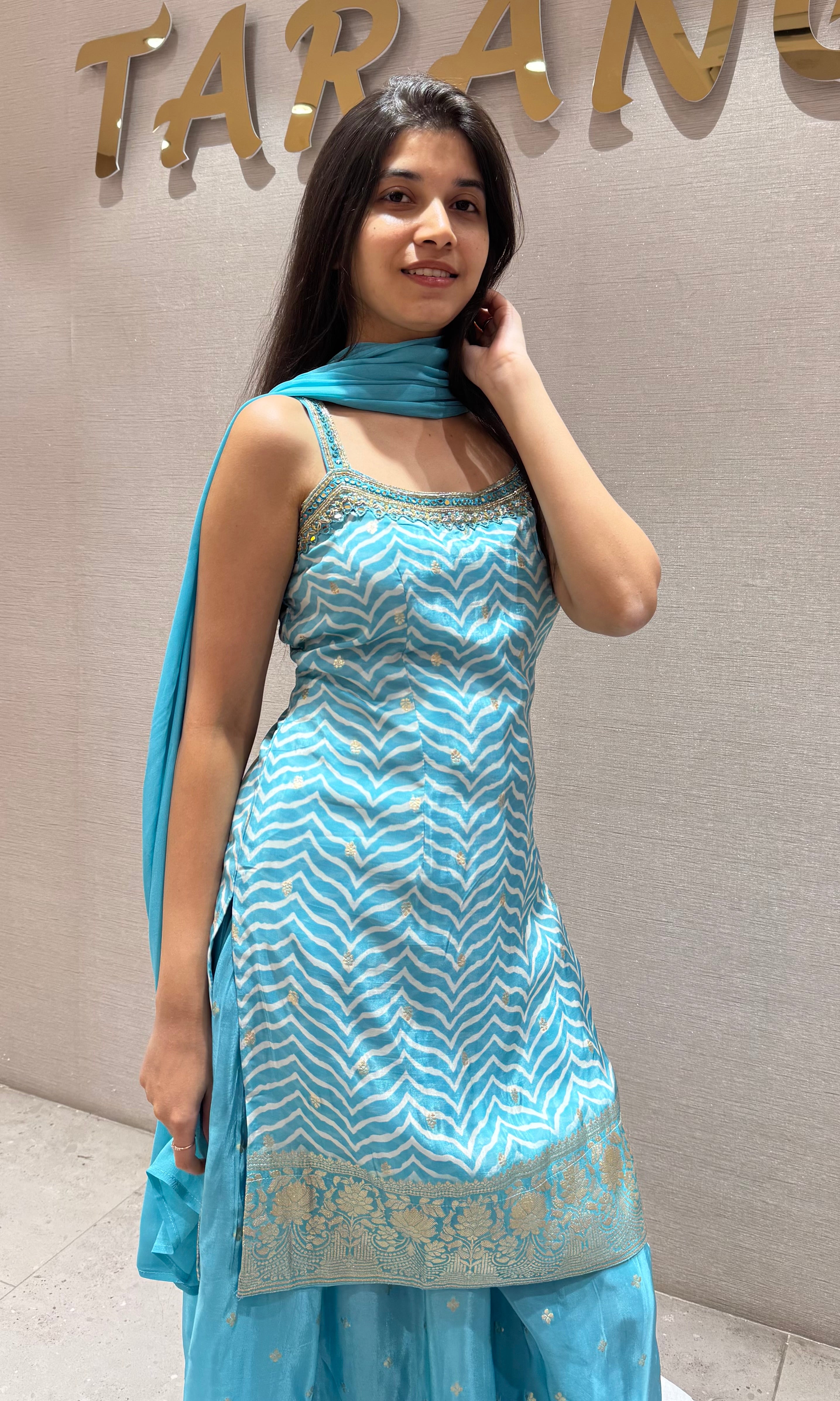 LIGHT Blue Silk Sharara set