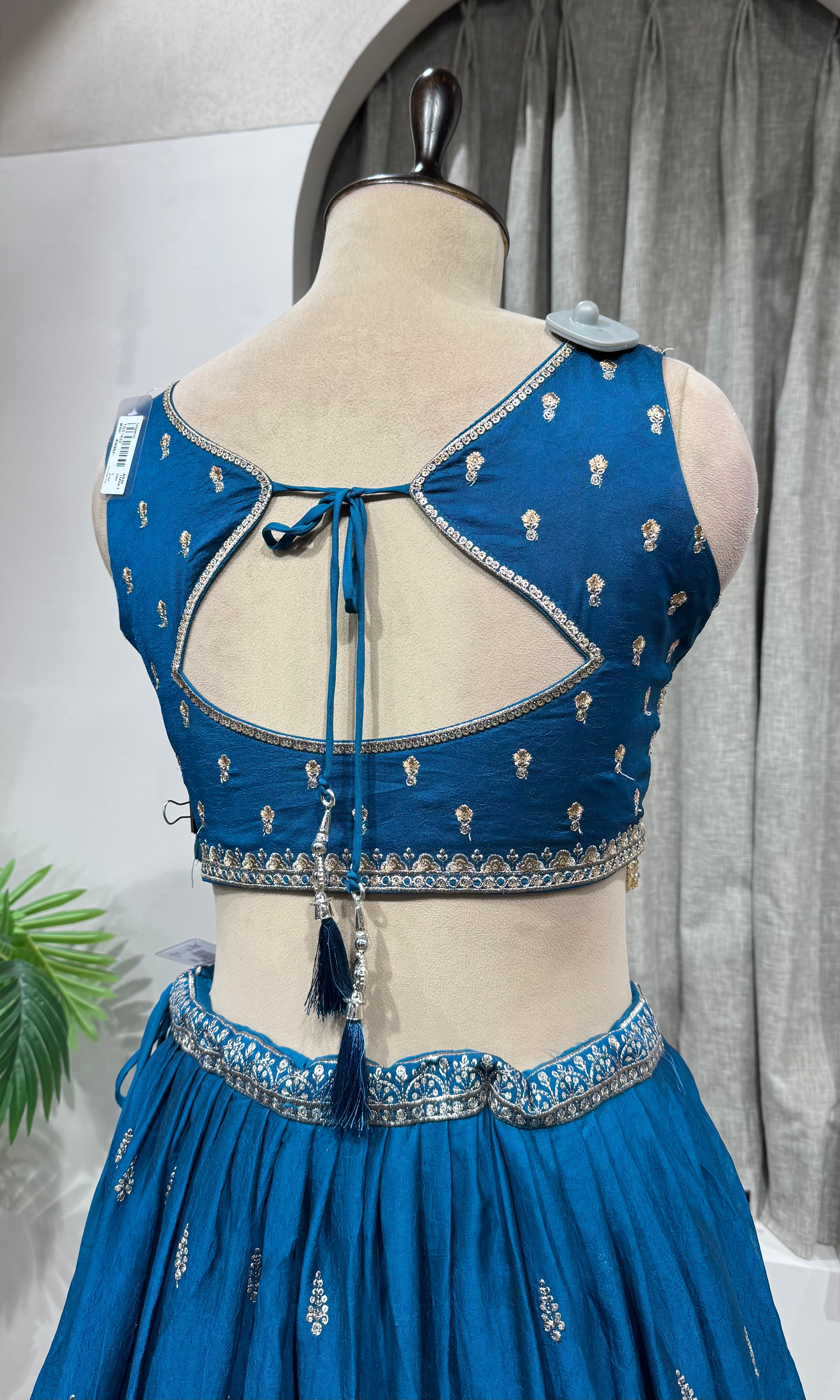 RAMA Blue Traditional Floral Motif Lehenga Set
