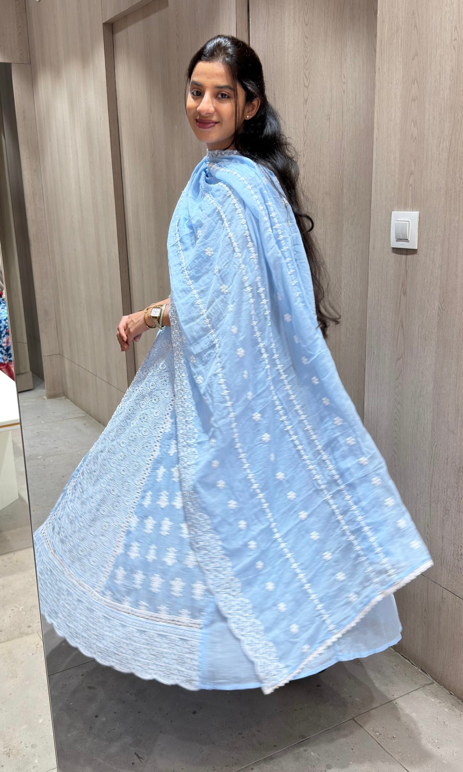 Sea Blue CHIKANKARI kurta