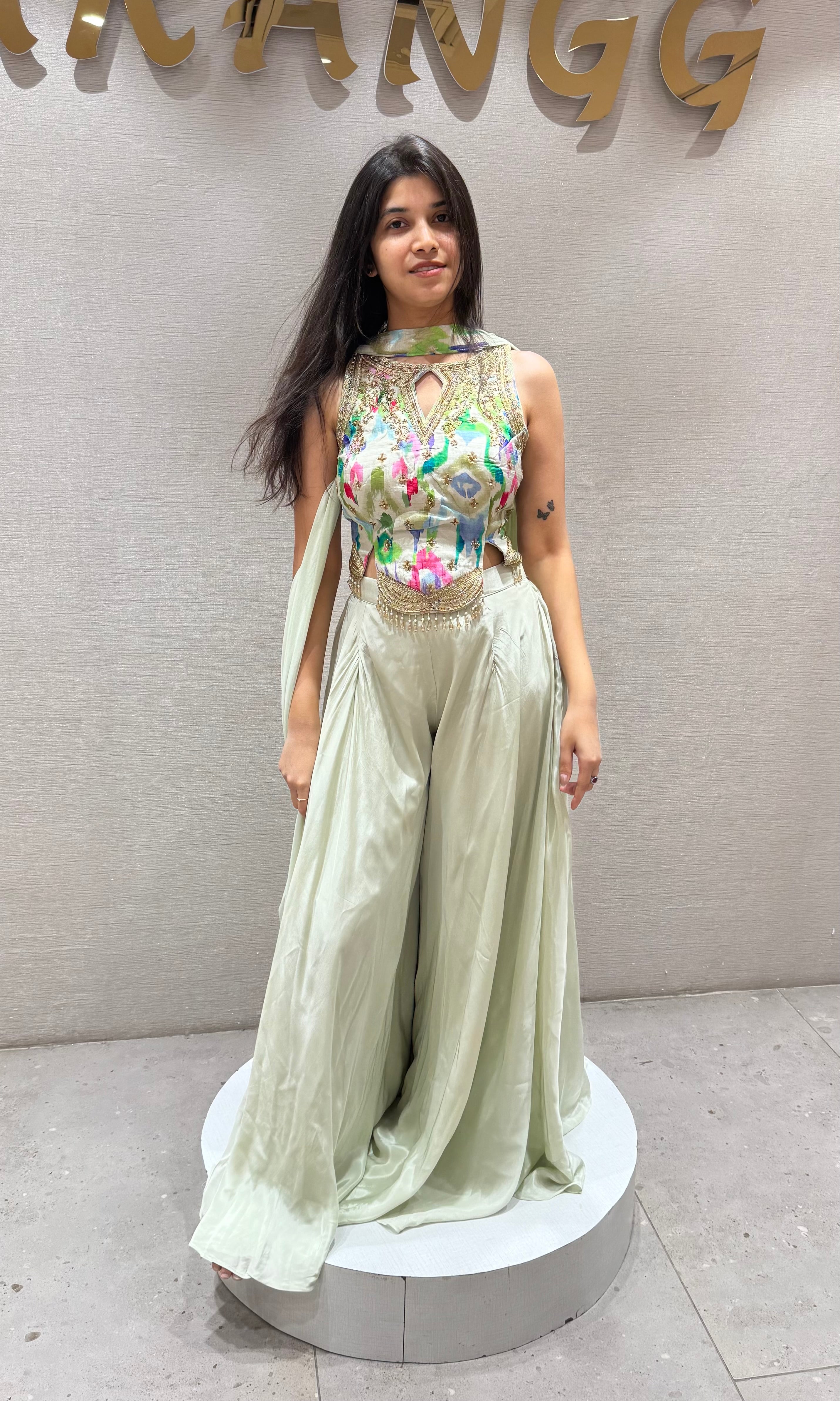 GREY Indo-Western fusion of flared palazzos