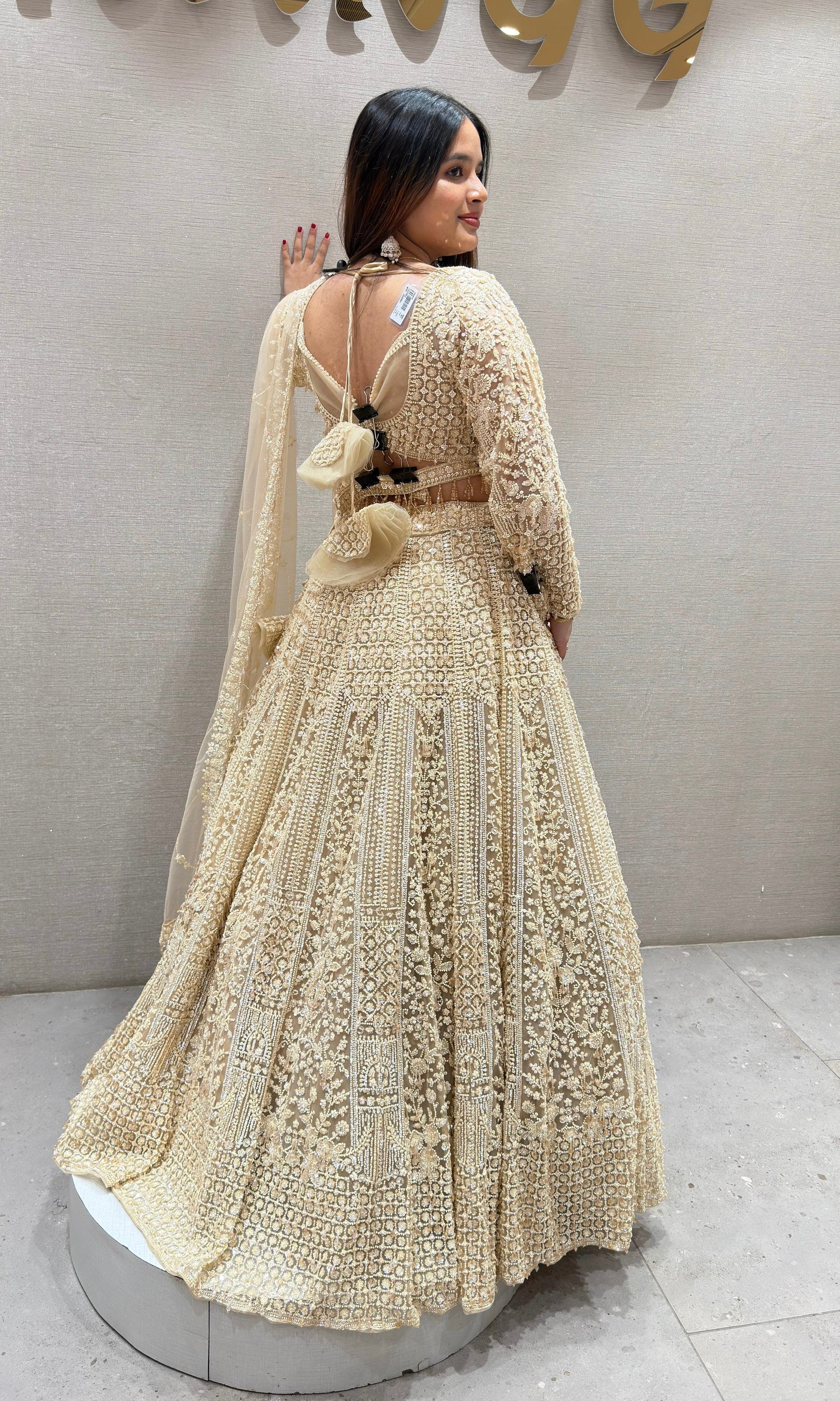 Ivory HEAVY GOLDEN EMBROIDERED Lehenga