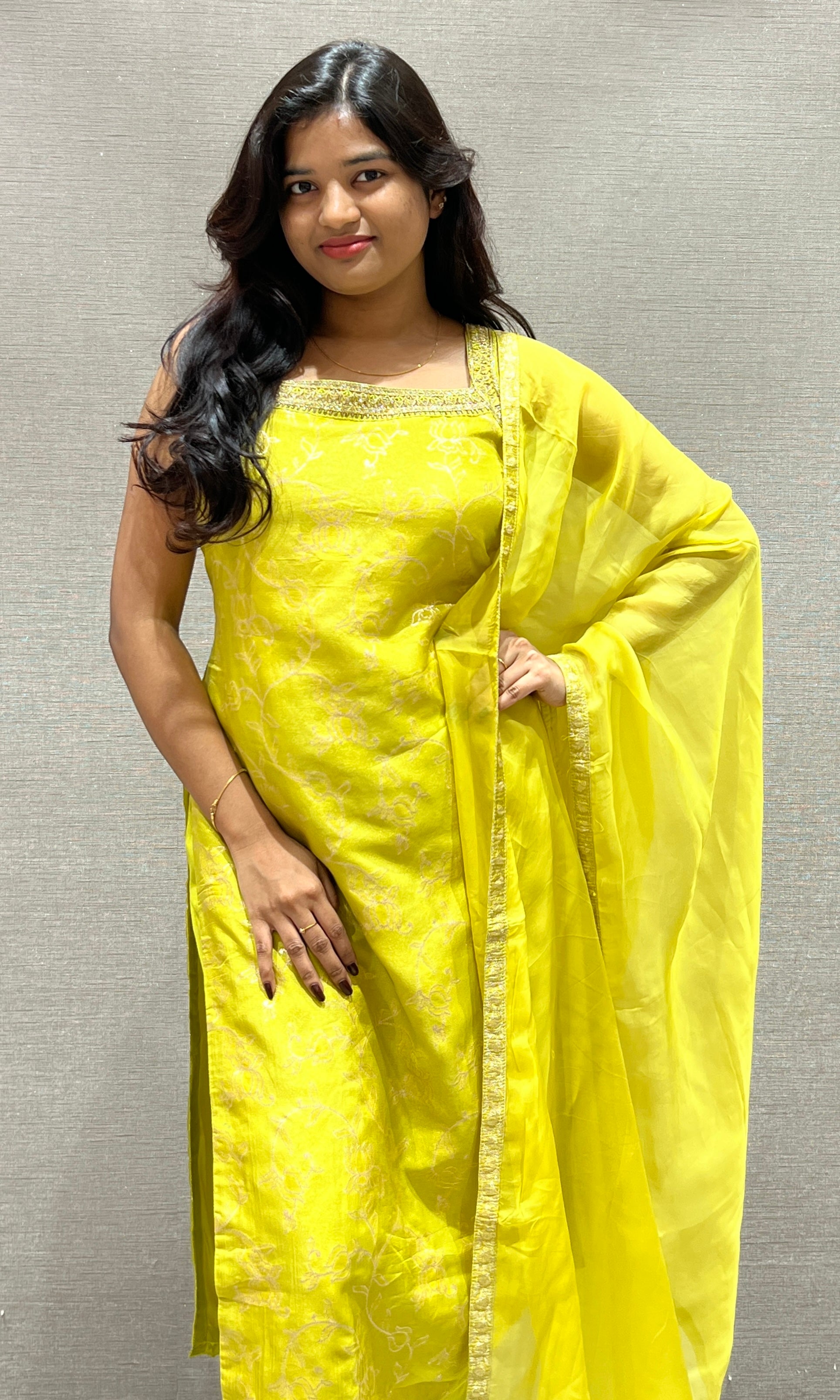 Lime Glow kurta set with dupatta