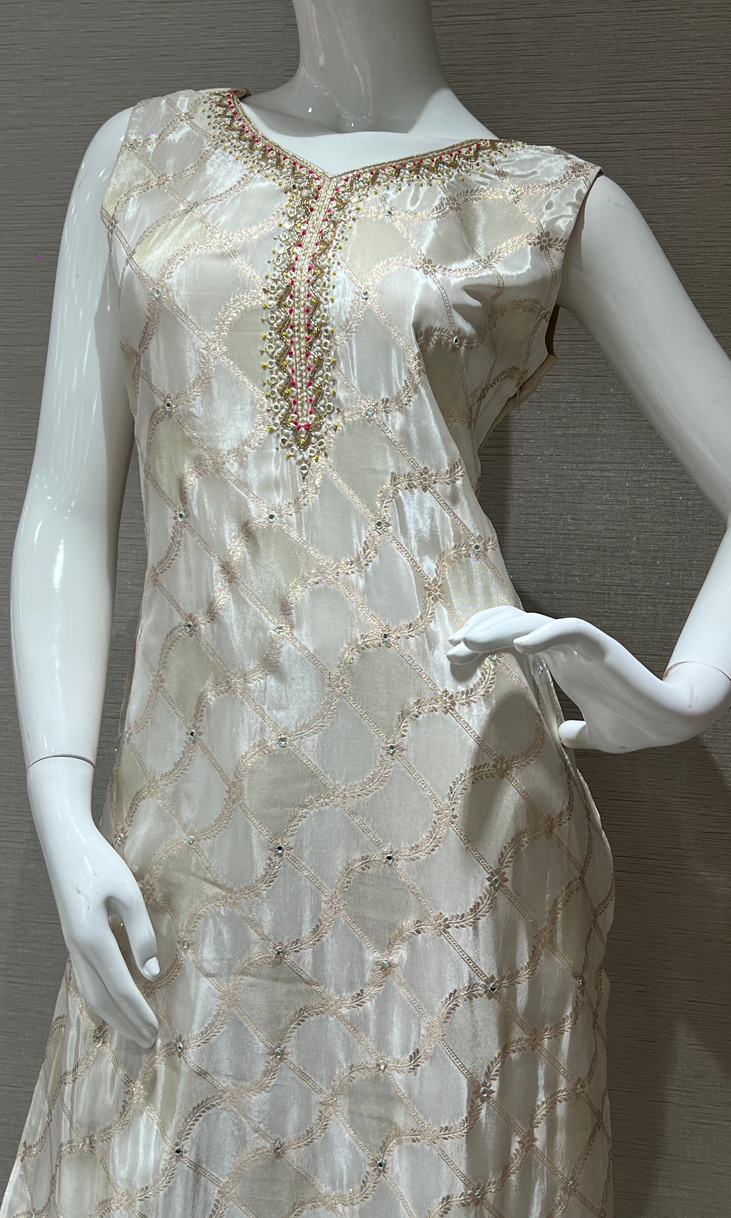 White shimmer kurta set