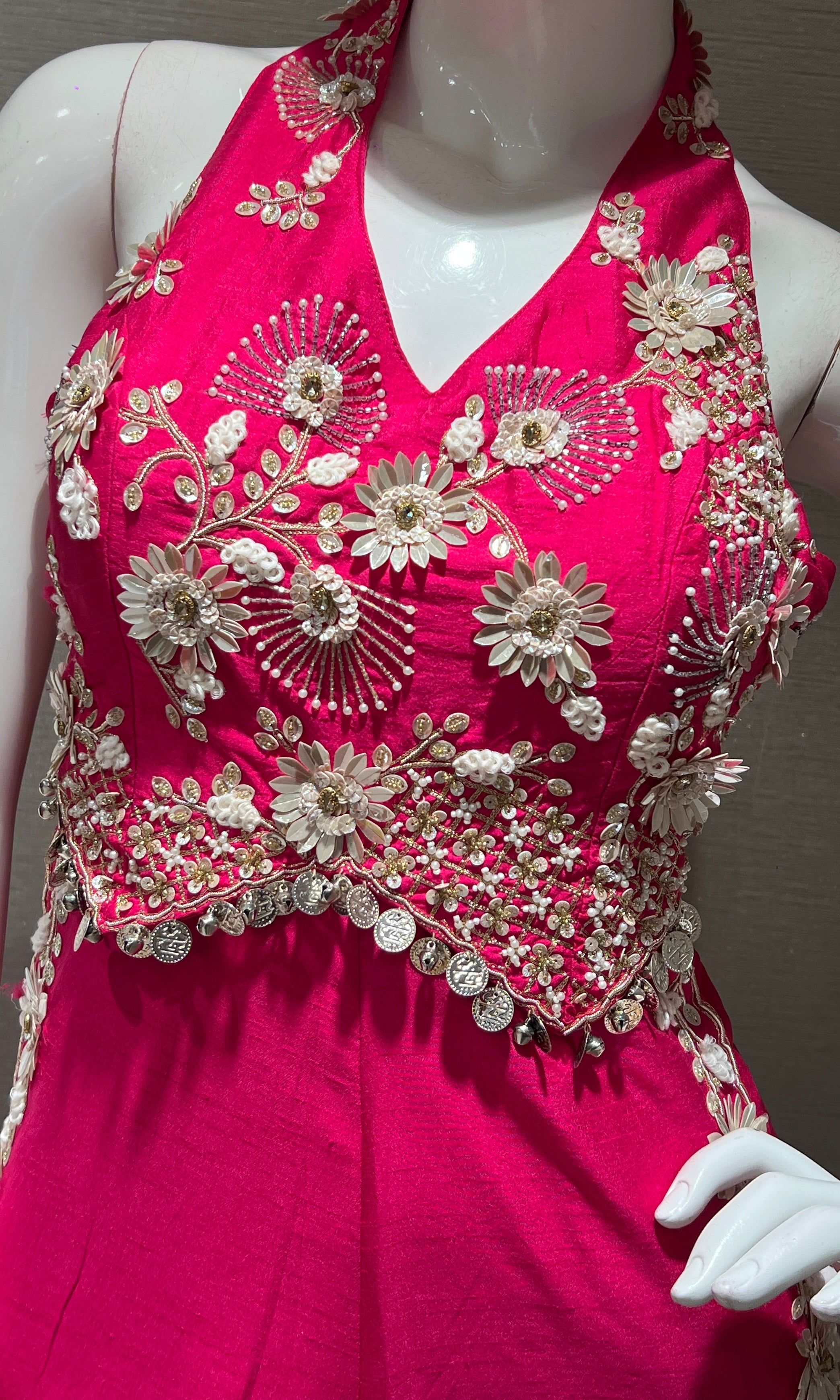 Rani Pink jumpsuit with floral embroidery