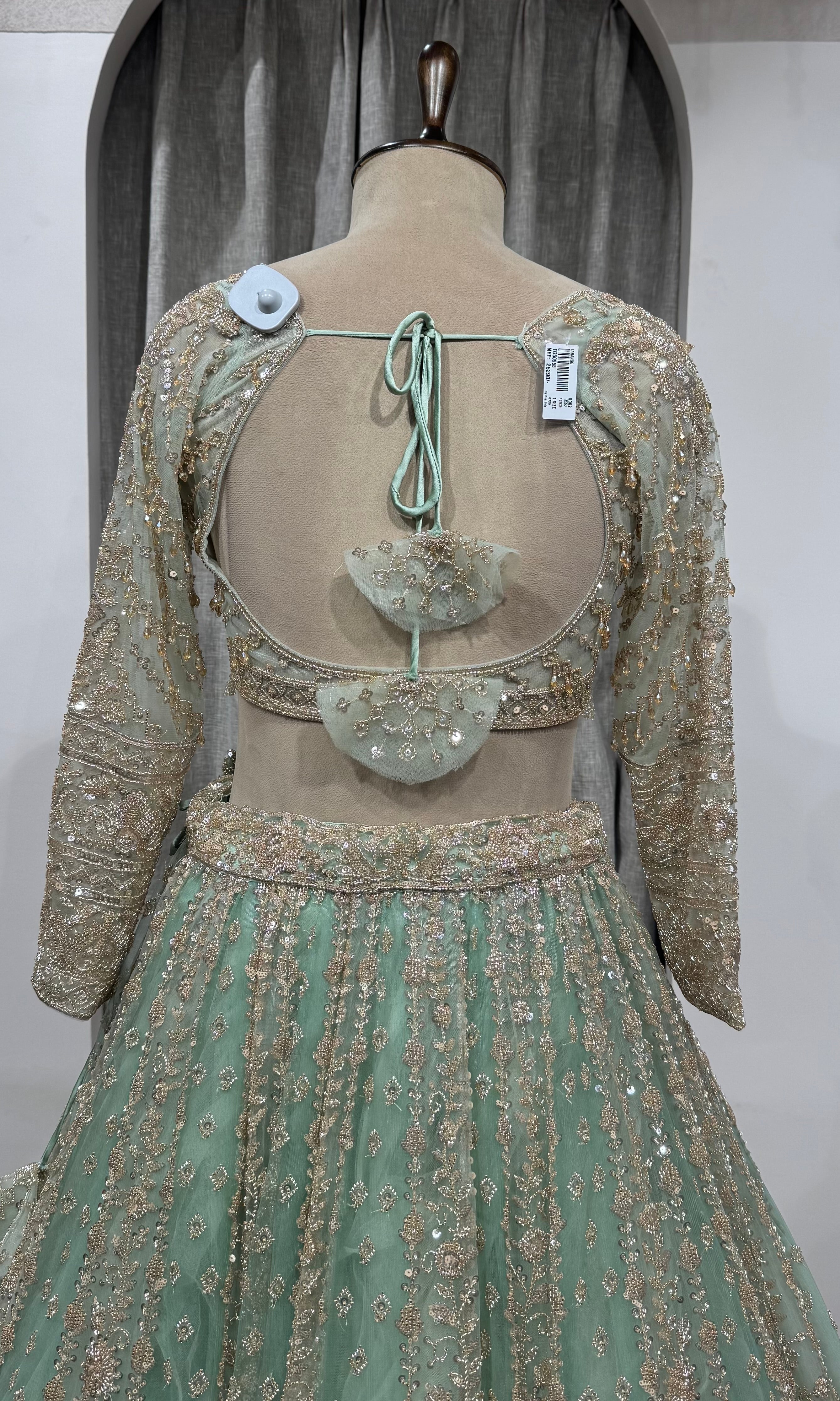 Pista Green Bridal Lehenga with Shimmering Border