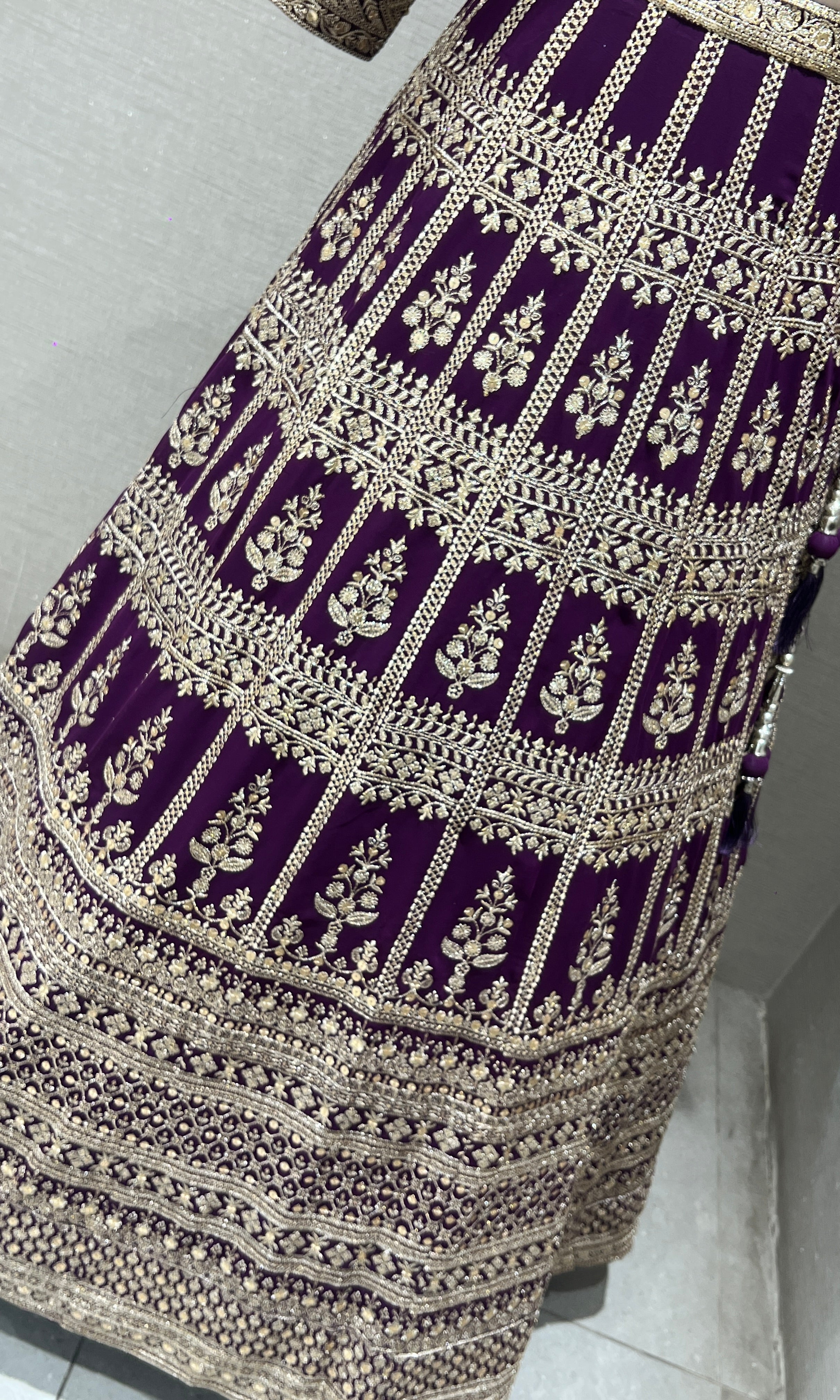Gold Embroidery lehenga in wine shade