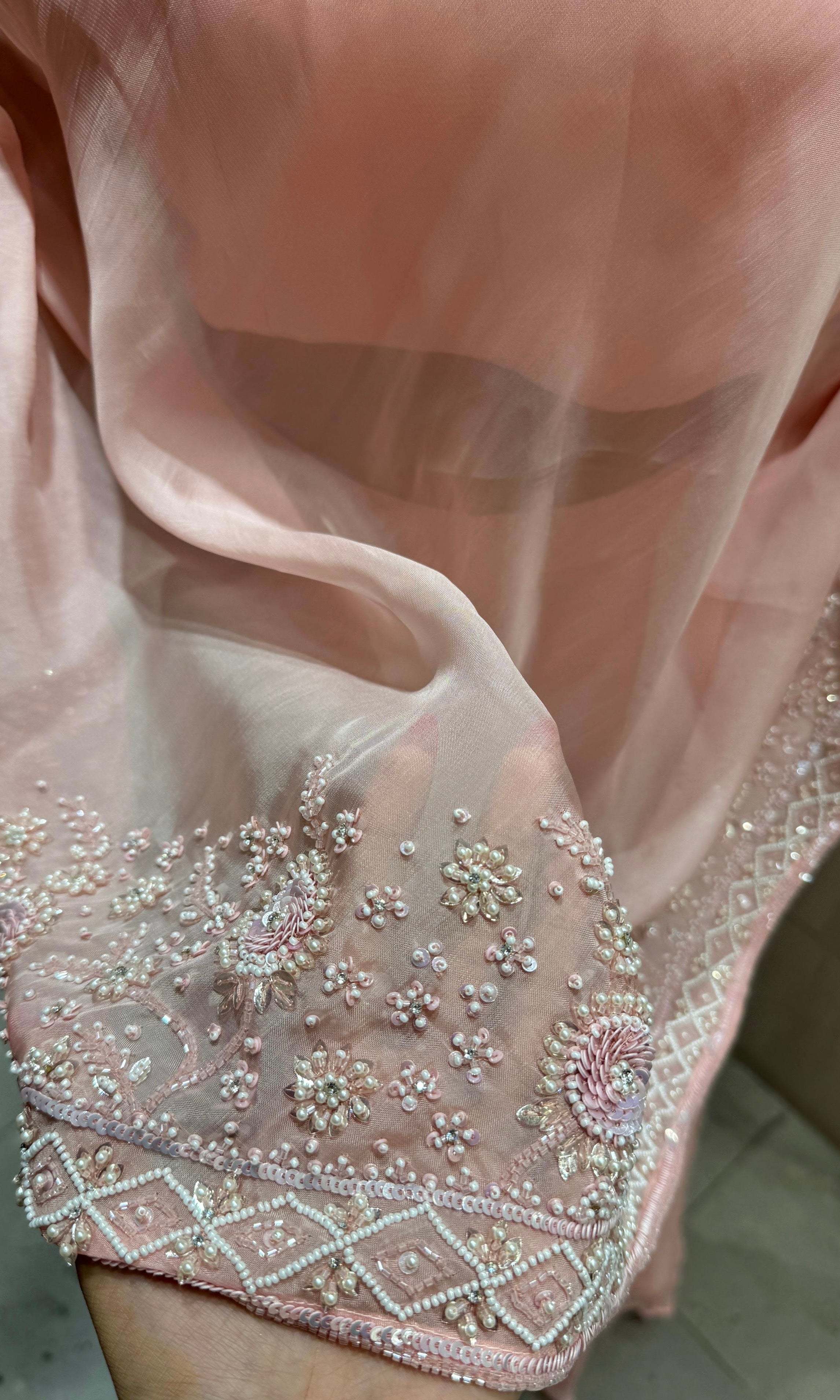 Peach sharara and croptop with cape