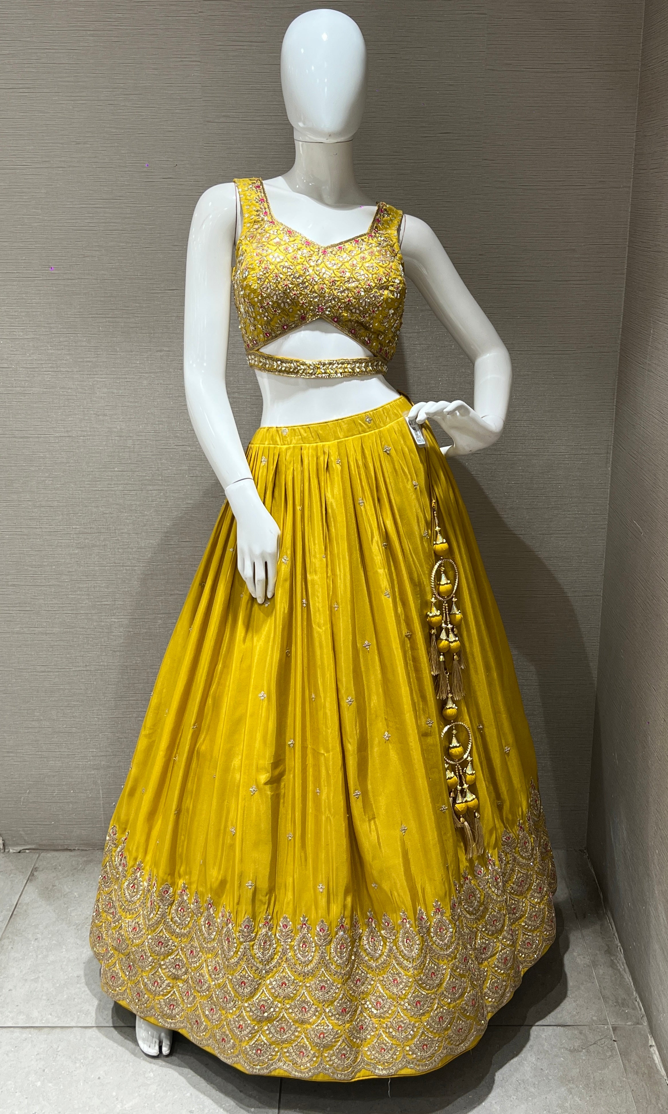 Sunshine Yellow embroidered lehenga