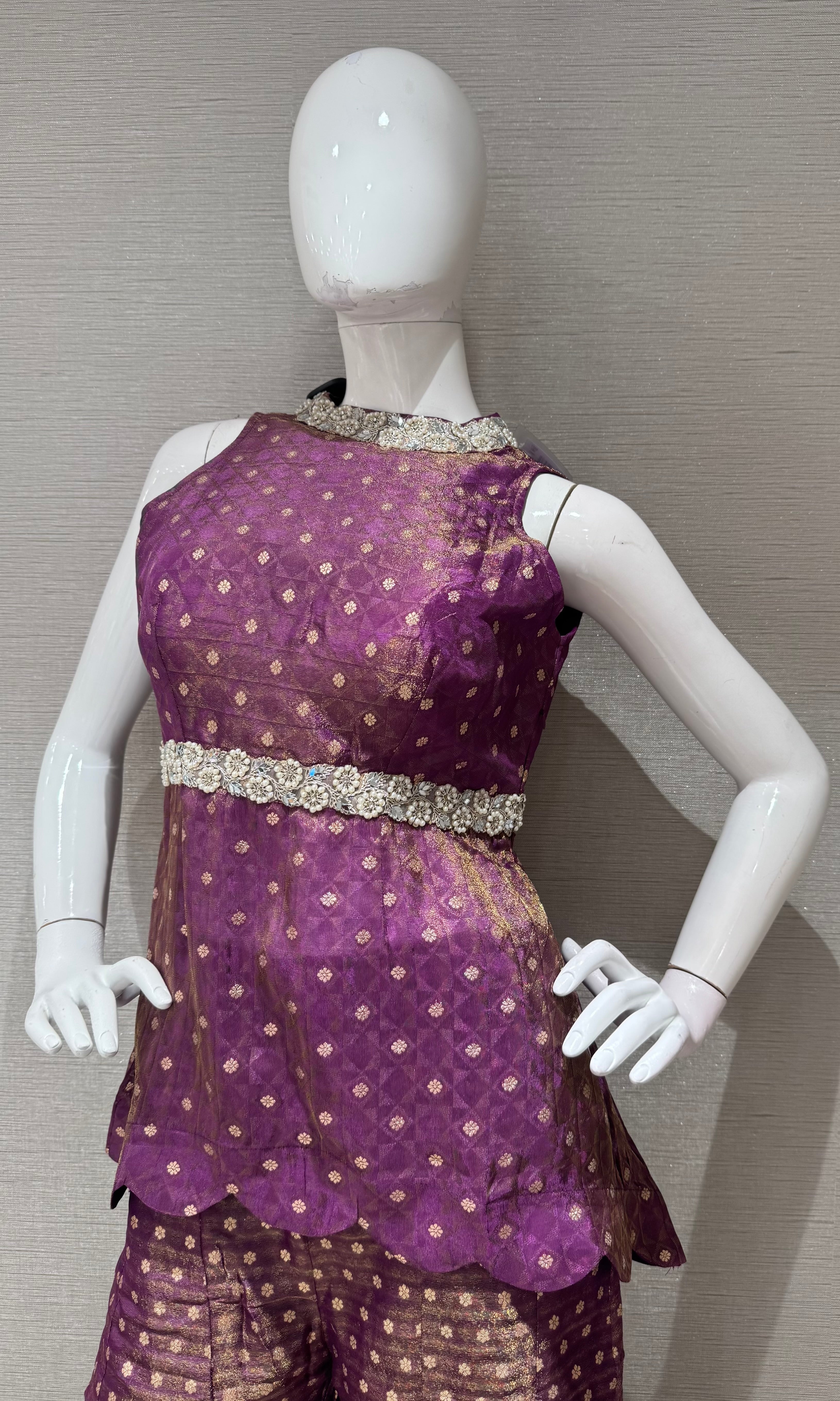 Purple Shimmer shine elegant peplum palazzo set