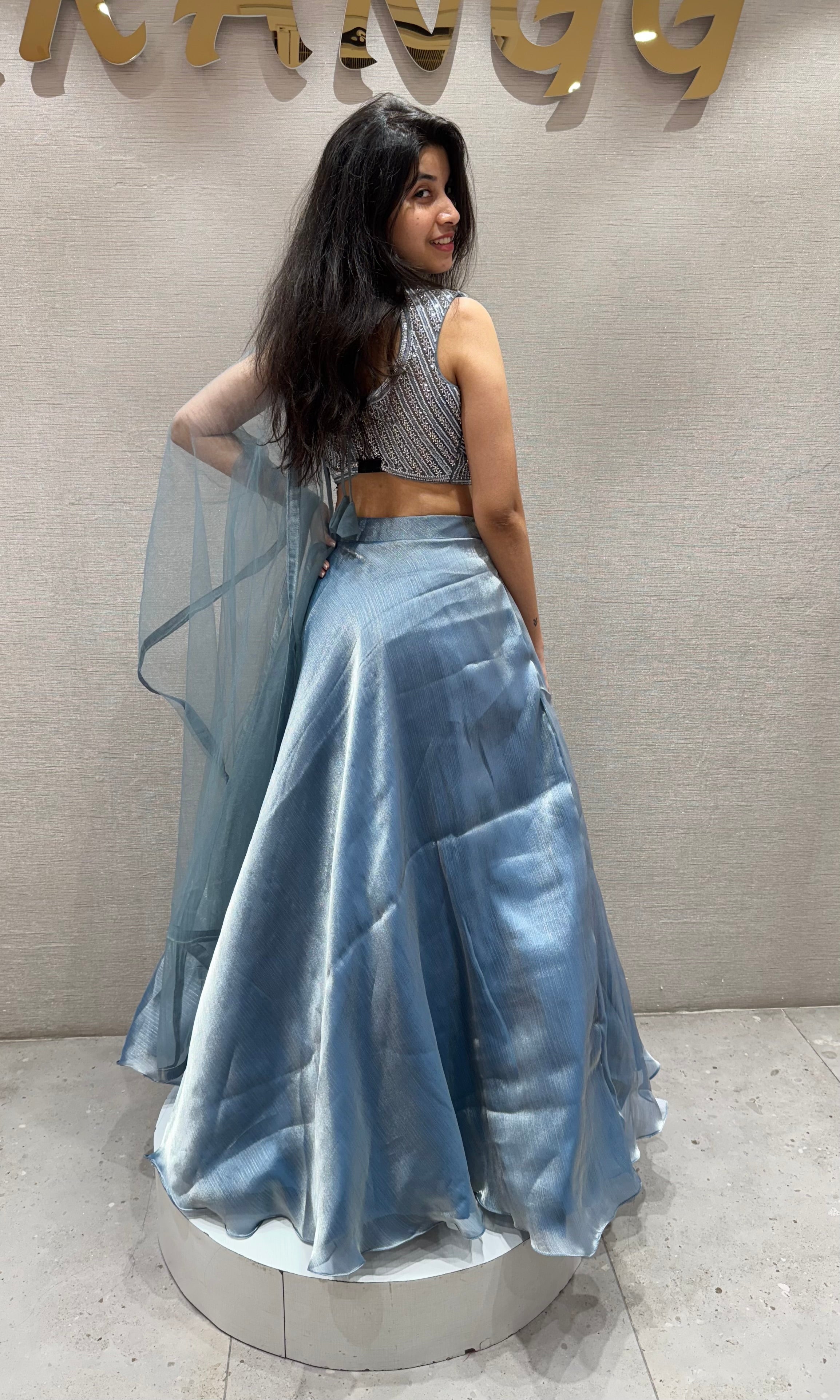Blue Lehenga with corset blouse