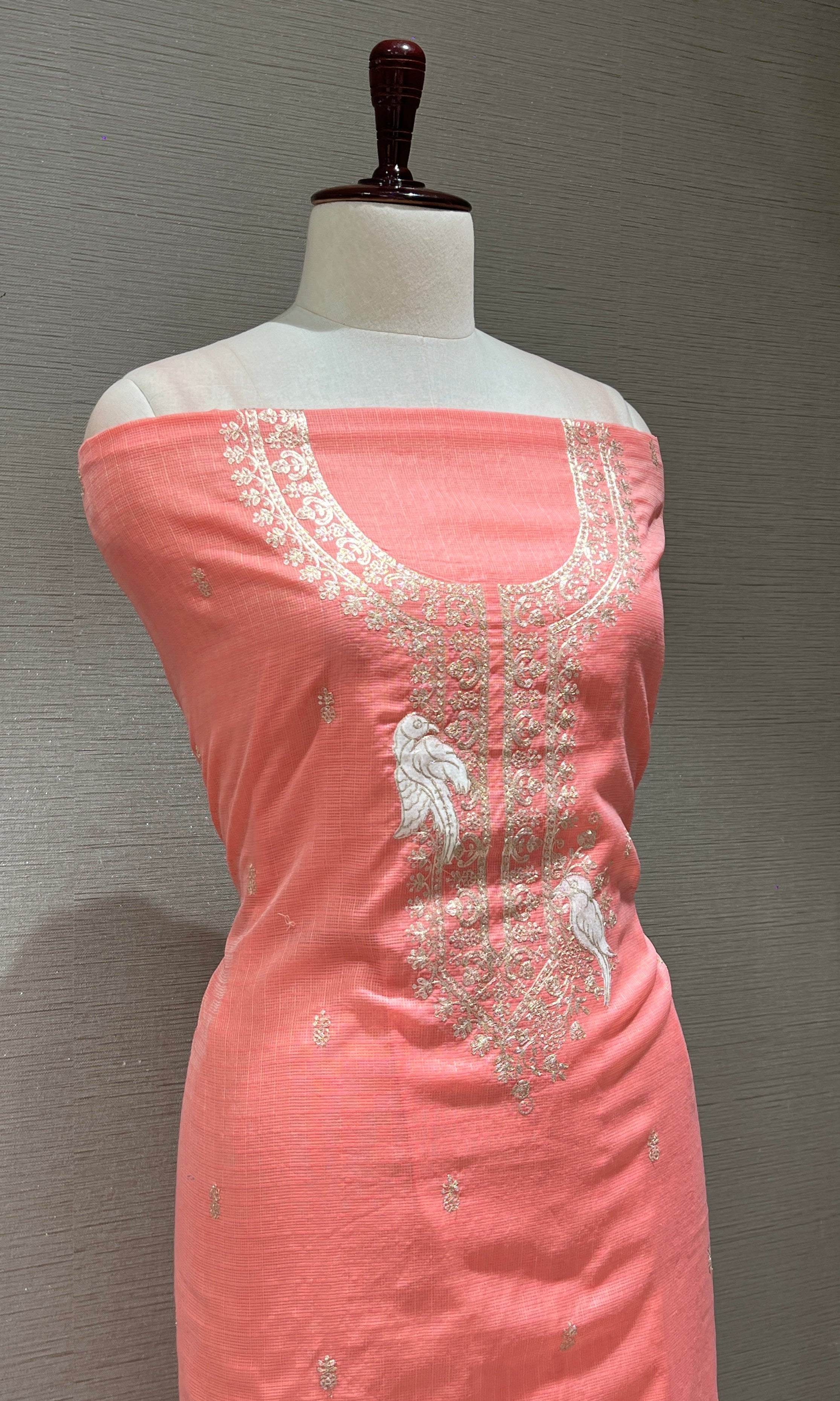Peach GOLDEN ETHNIC dress material