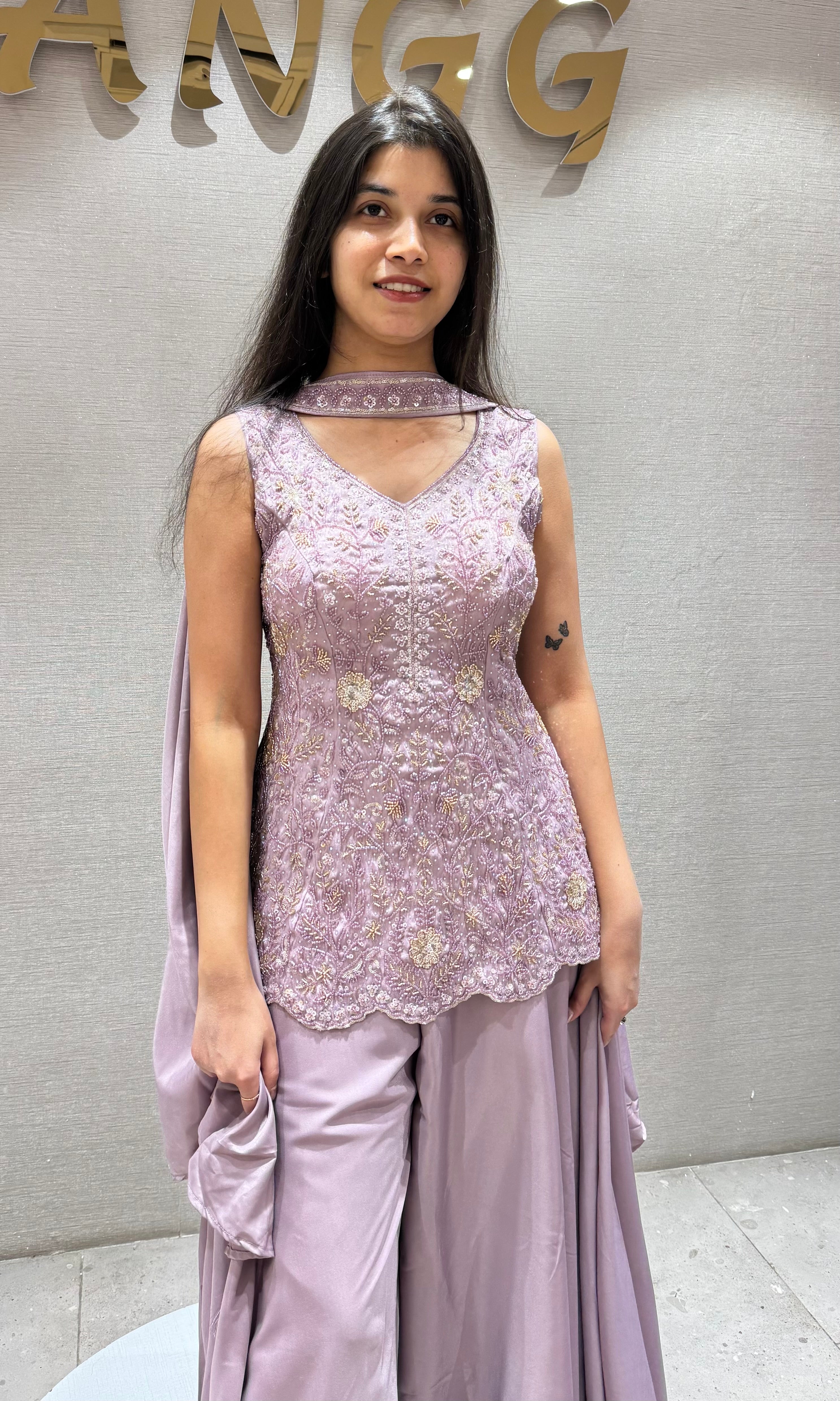 LIGHT Purple Embroidered palazzo Set