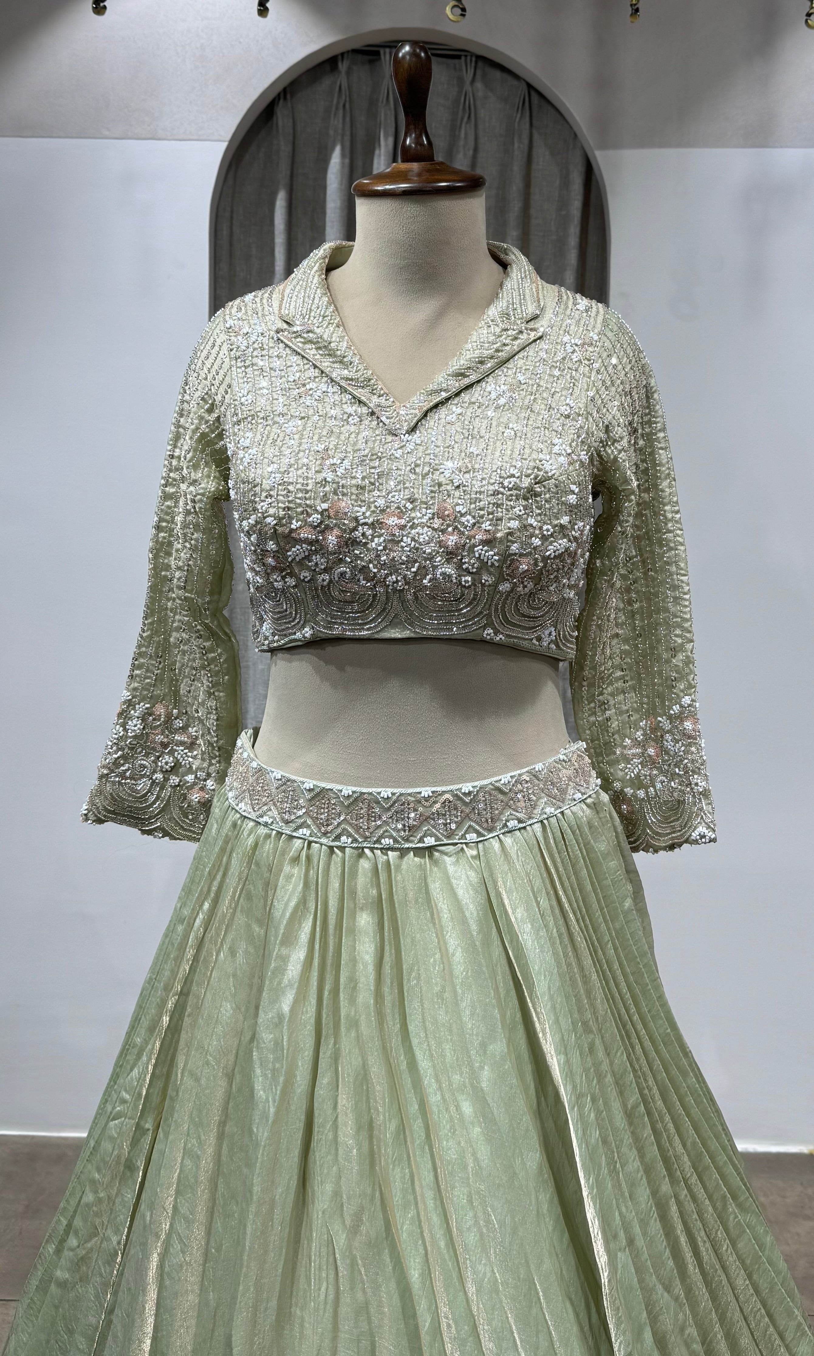 Light Green Embroidered Designer Lehenga Set
