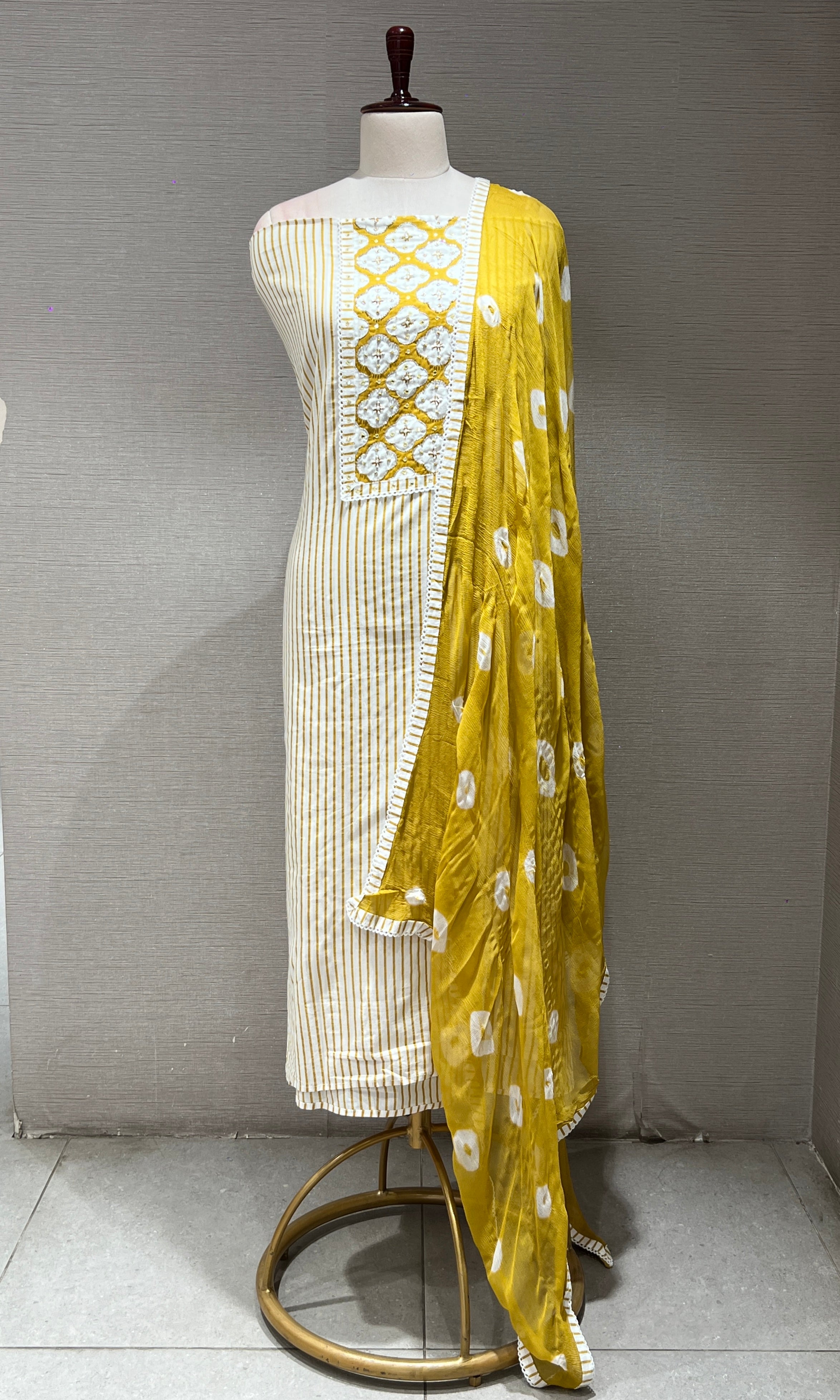 Mustard yellow dress material