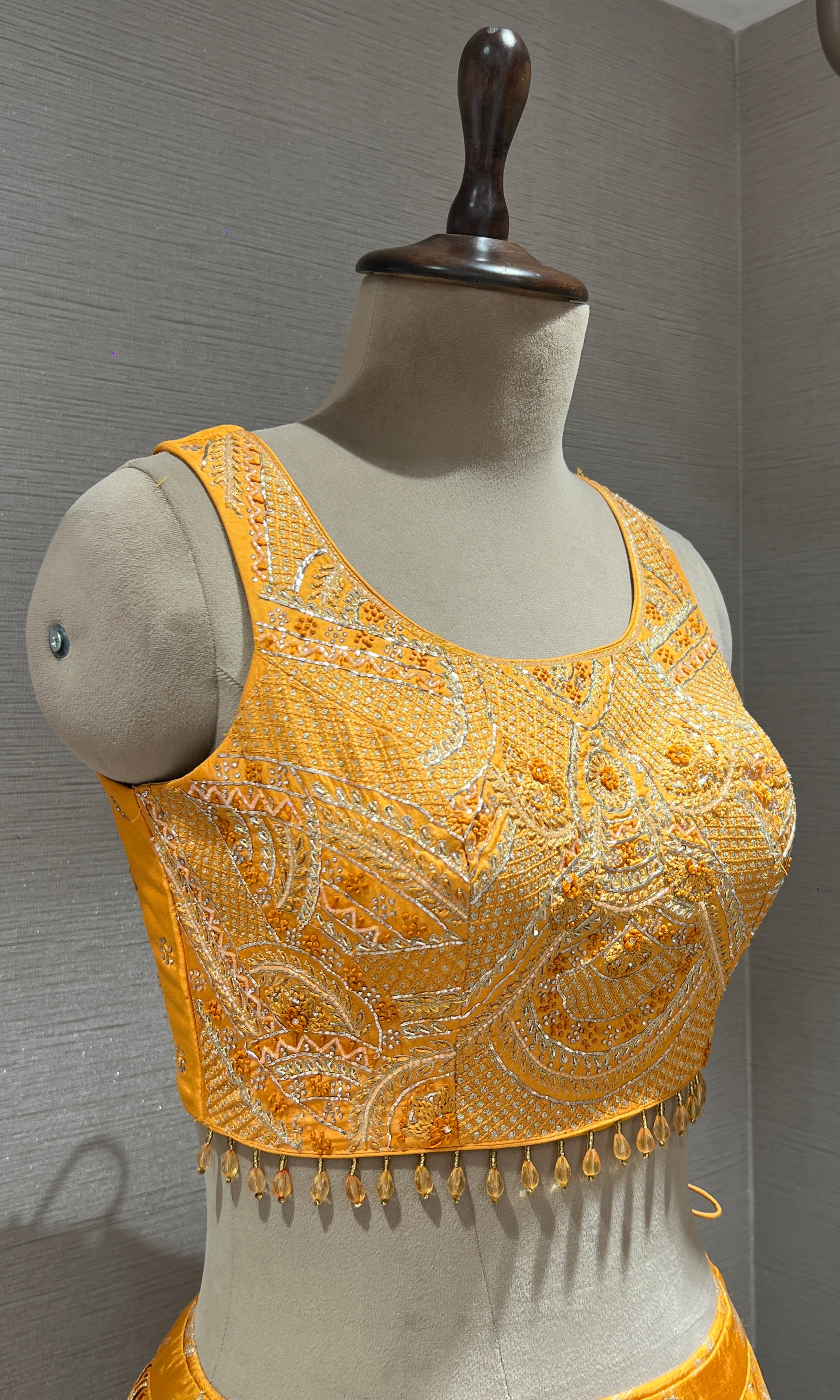 Elegant Yellow Lehenga with sheer dupatta