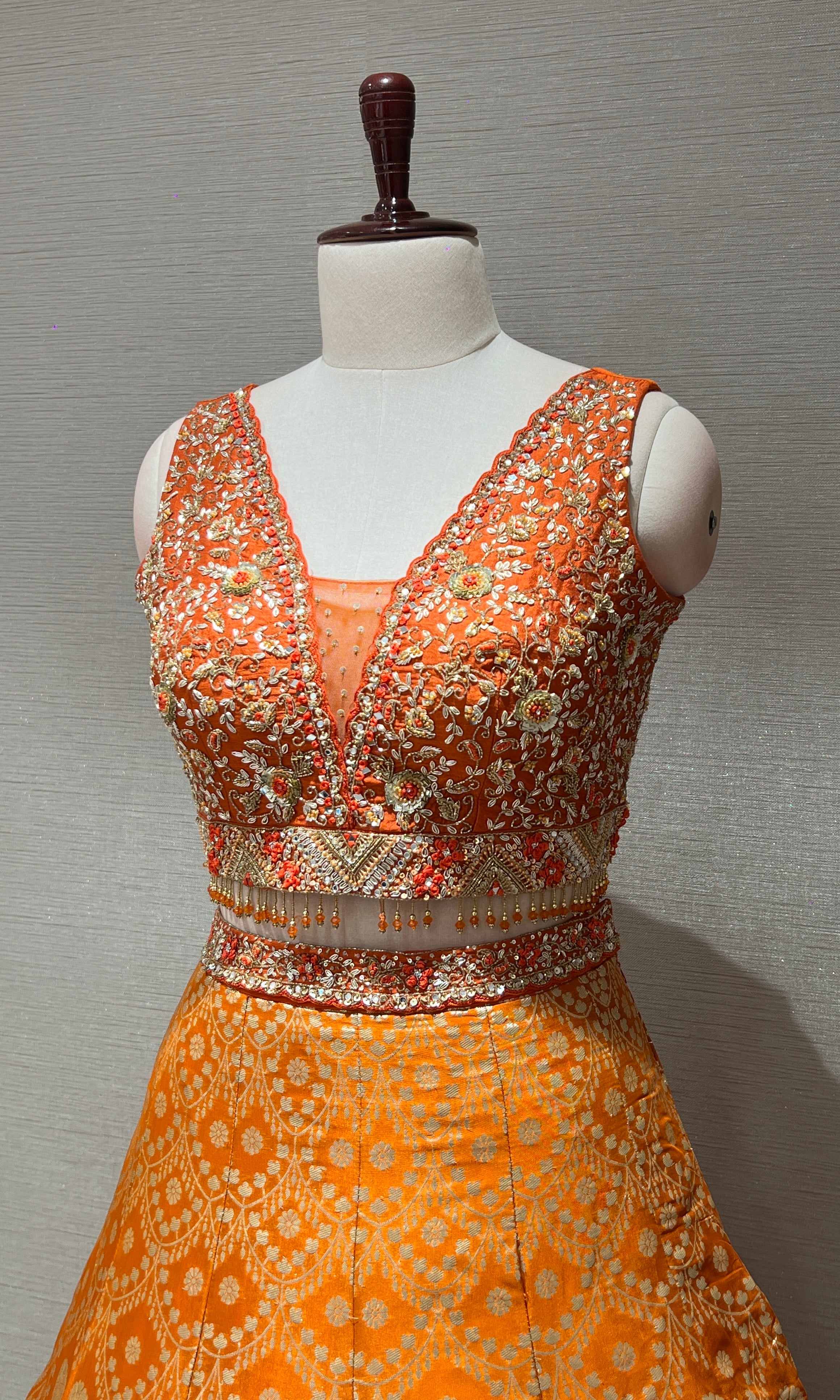 Radiant Orange Banarasi Lehenga Set