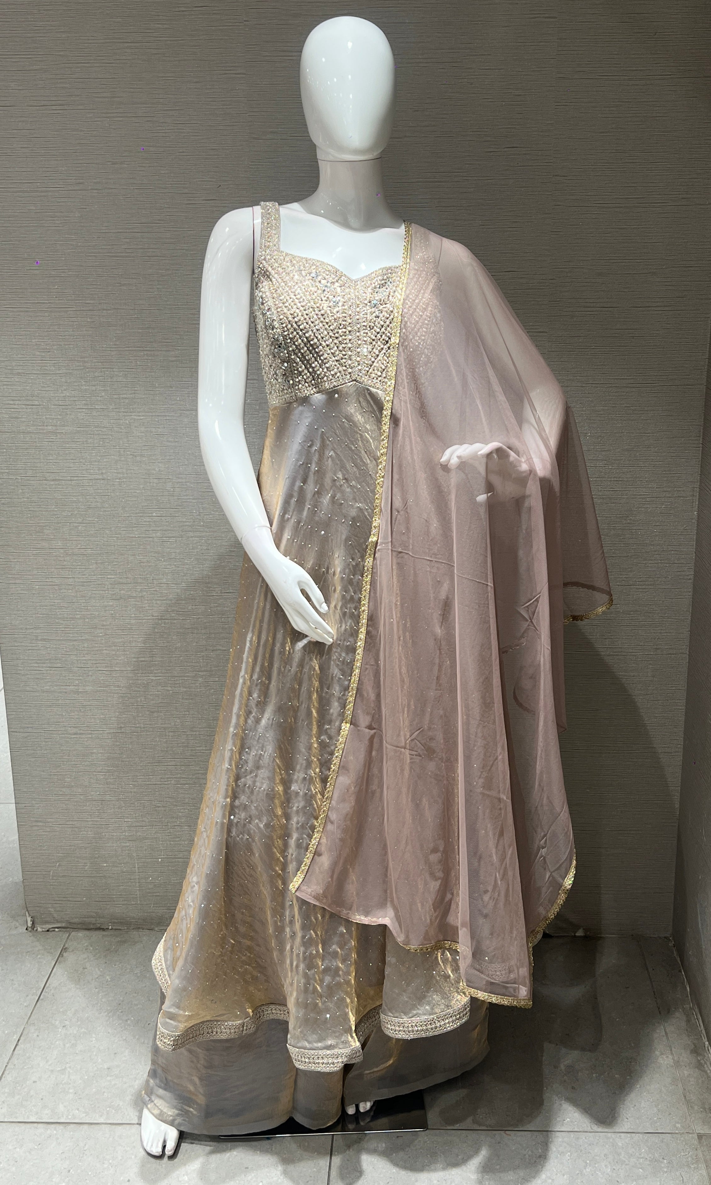 Lavender EMBROIDERED Anarkali WITH PALAZZO PANTS