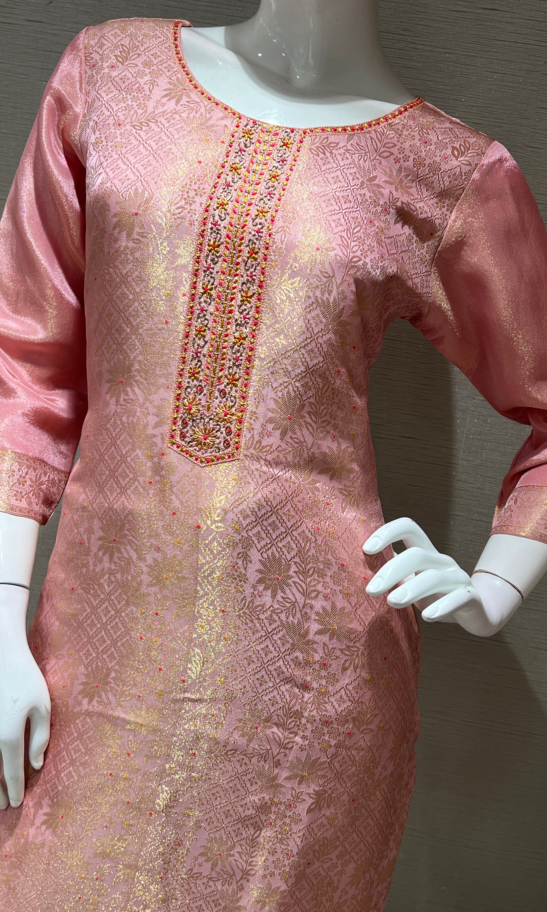 Peach golden kurta set