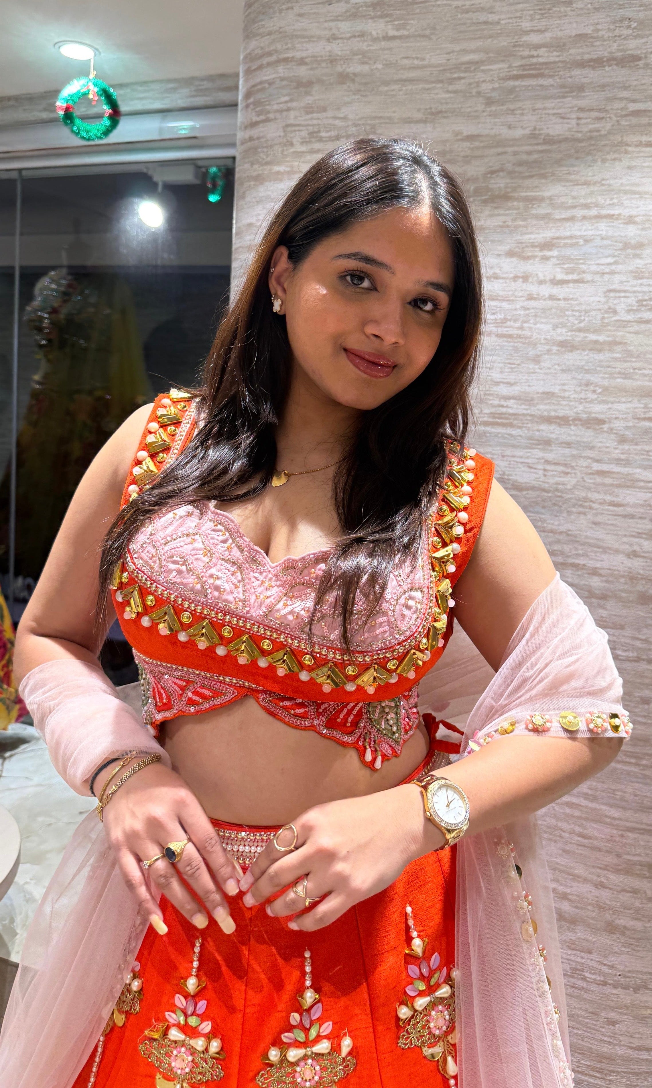 Orange Radiance embroidered lehenga