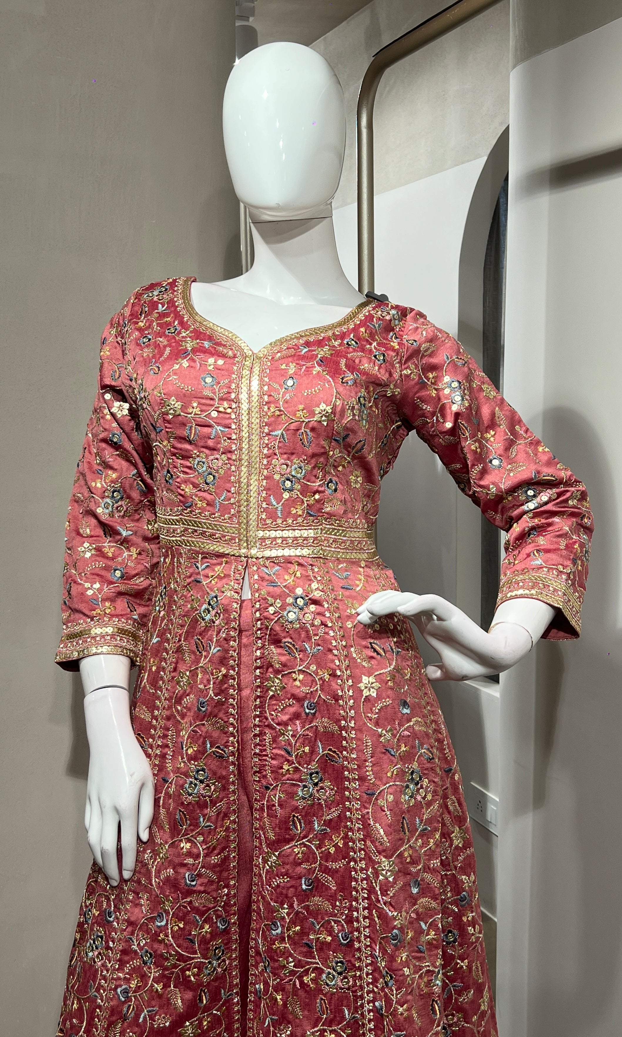 ROSE pink FRONT SLIT ANARKALI SET