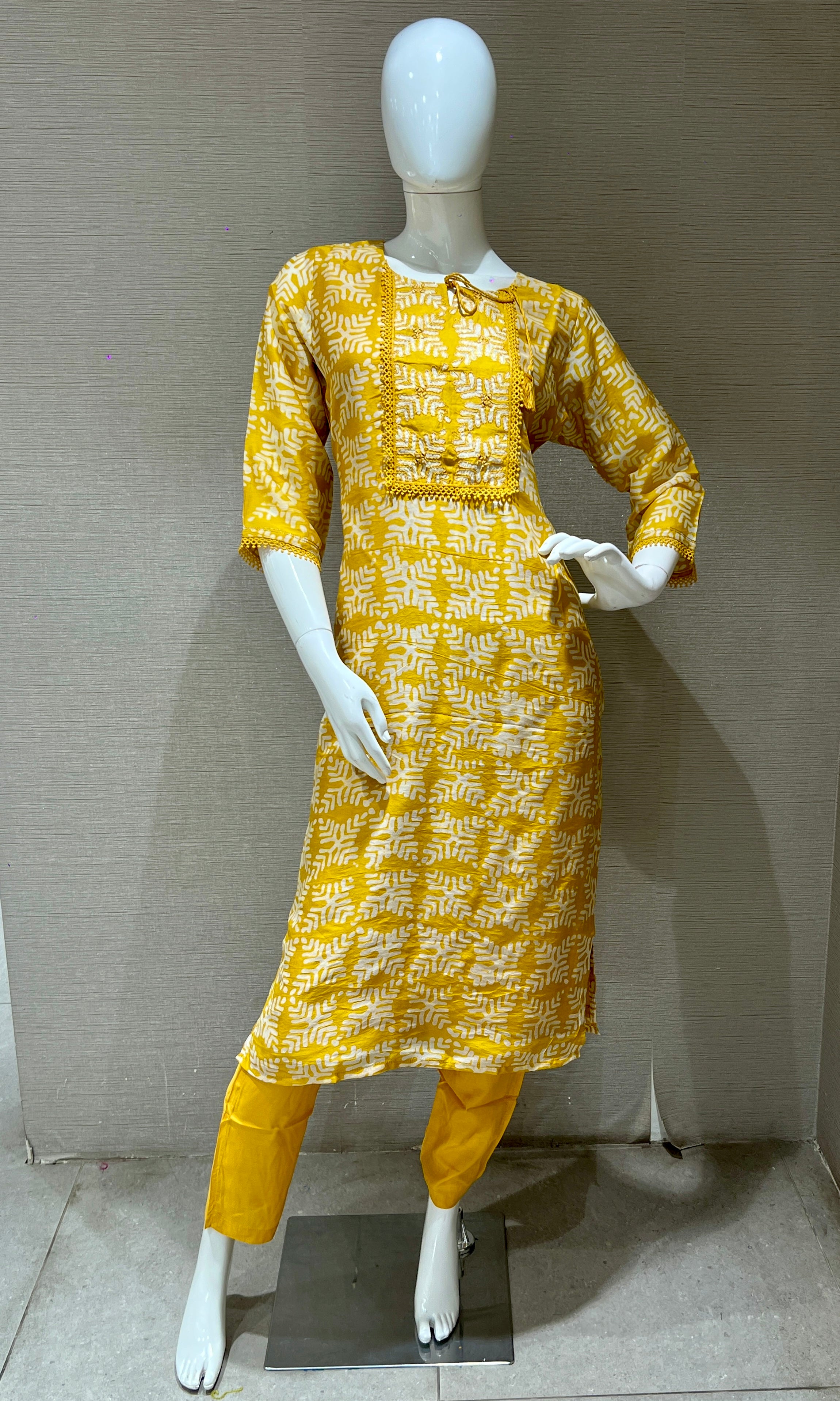 Yellow Printed Kurta Set with Dupatta
