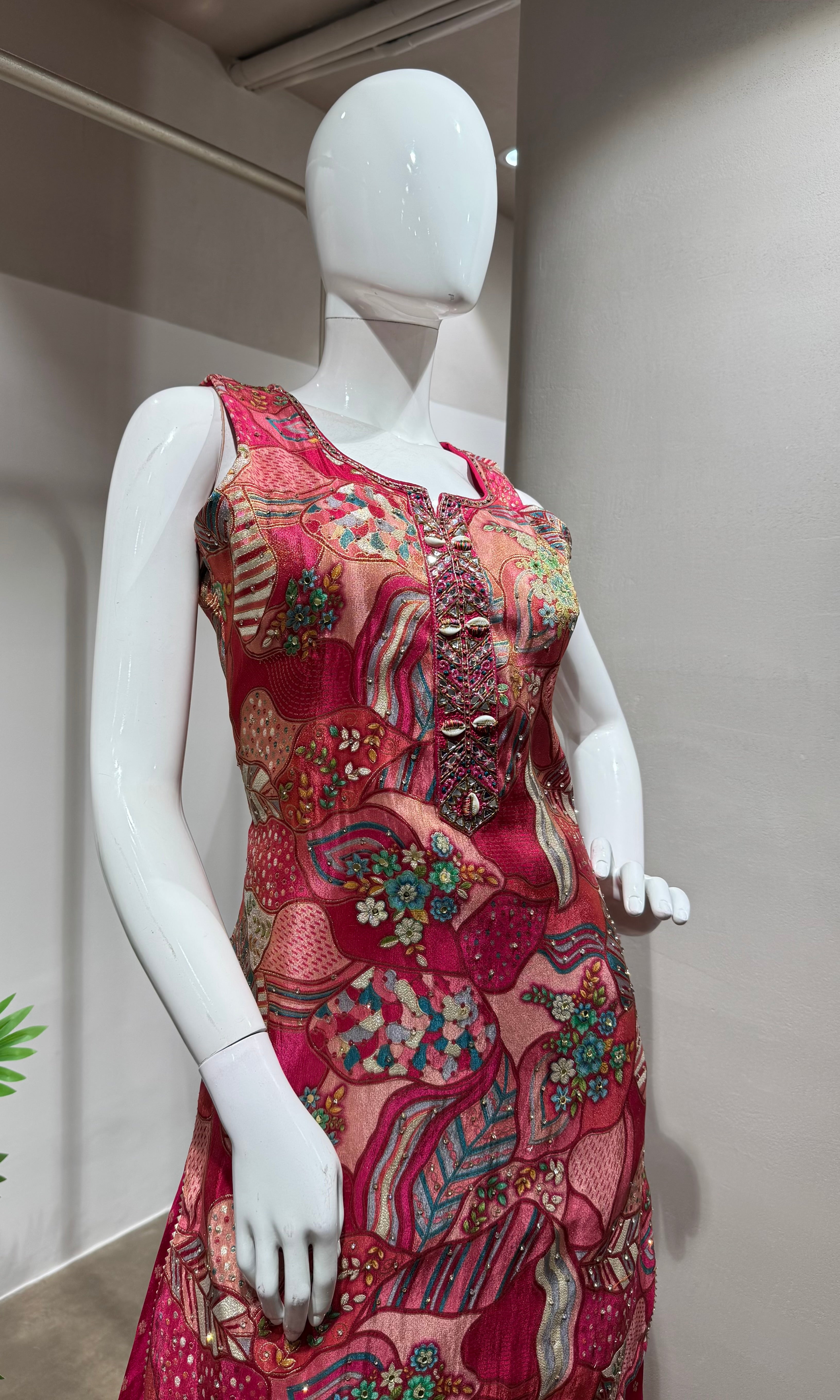 pink with floral sharara set