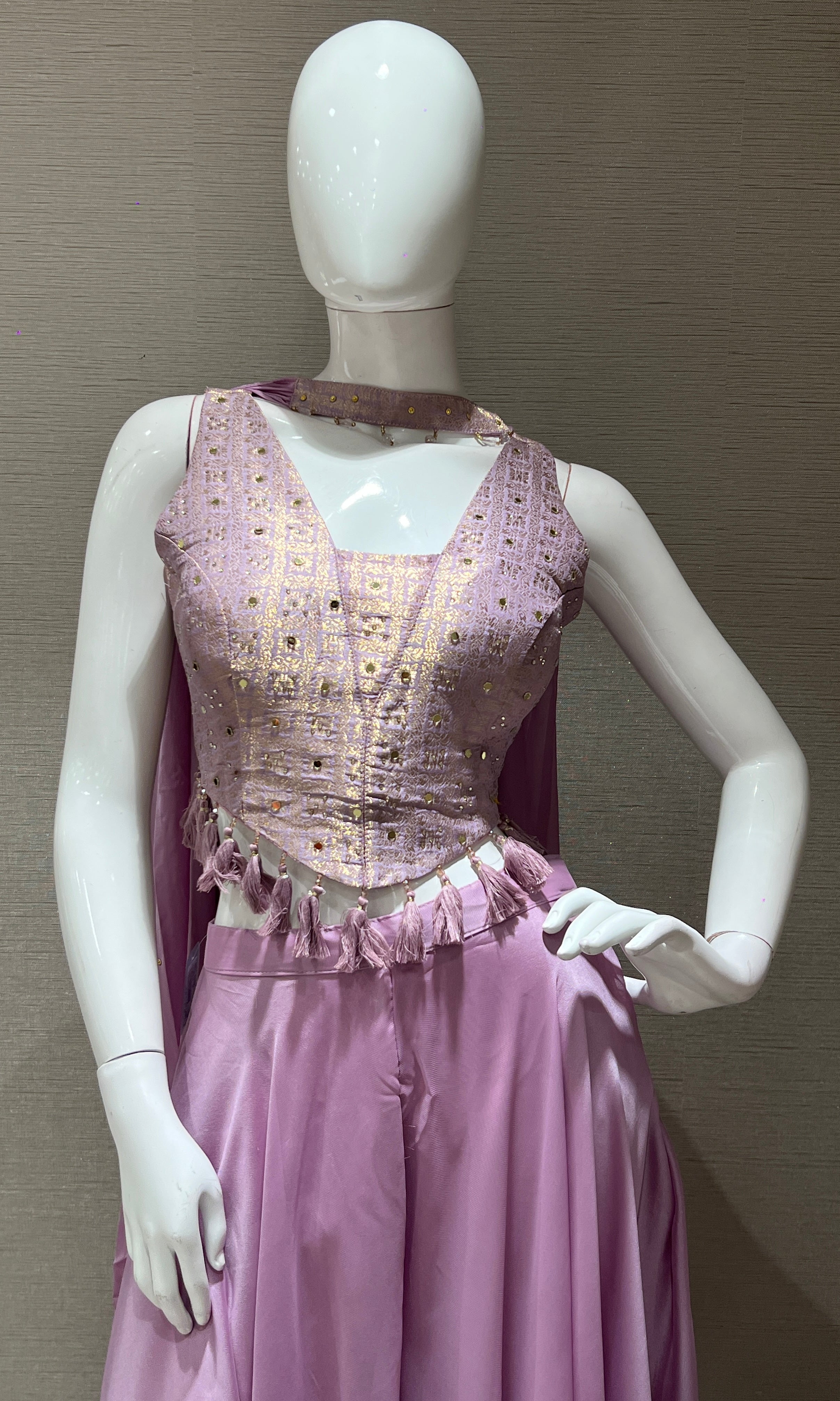 Light Purple embroidered corset top with Palazoo