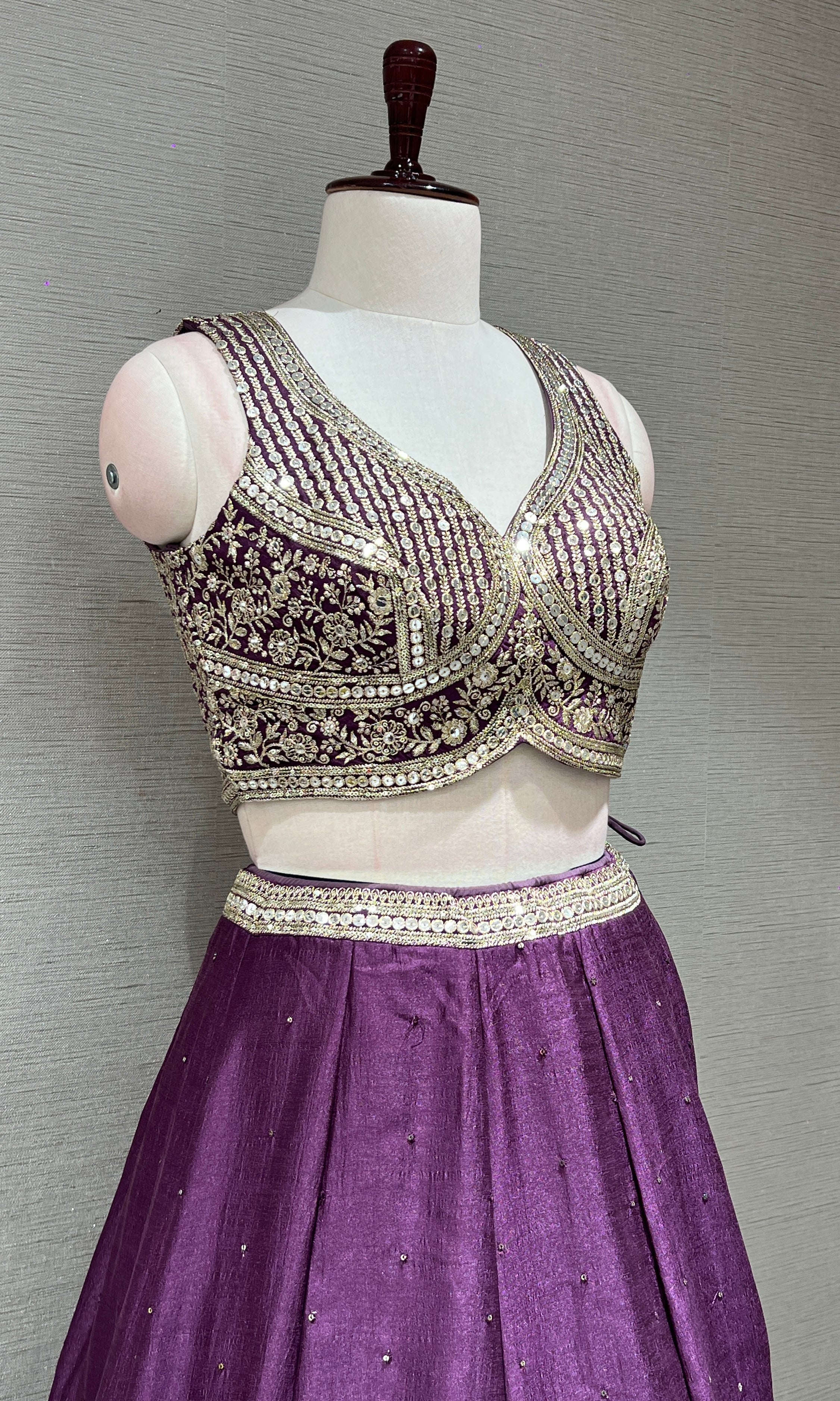 Wine GOLD EMBROIDERED Lehenga