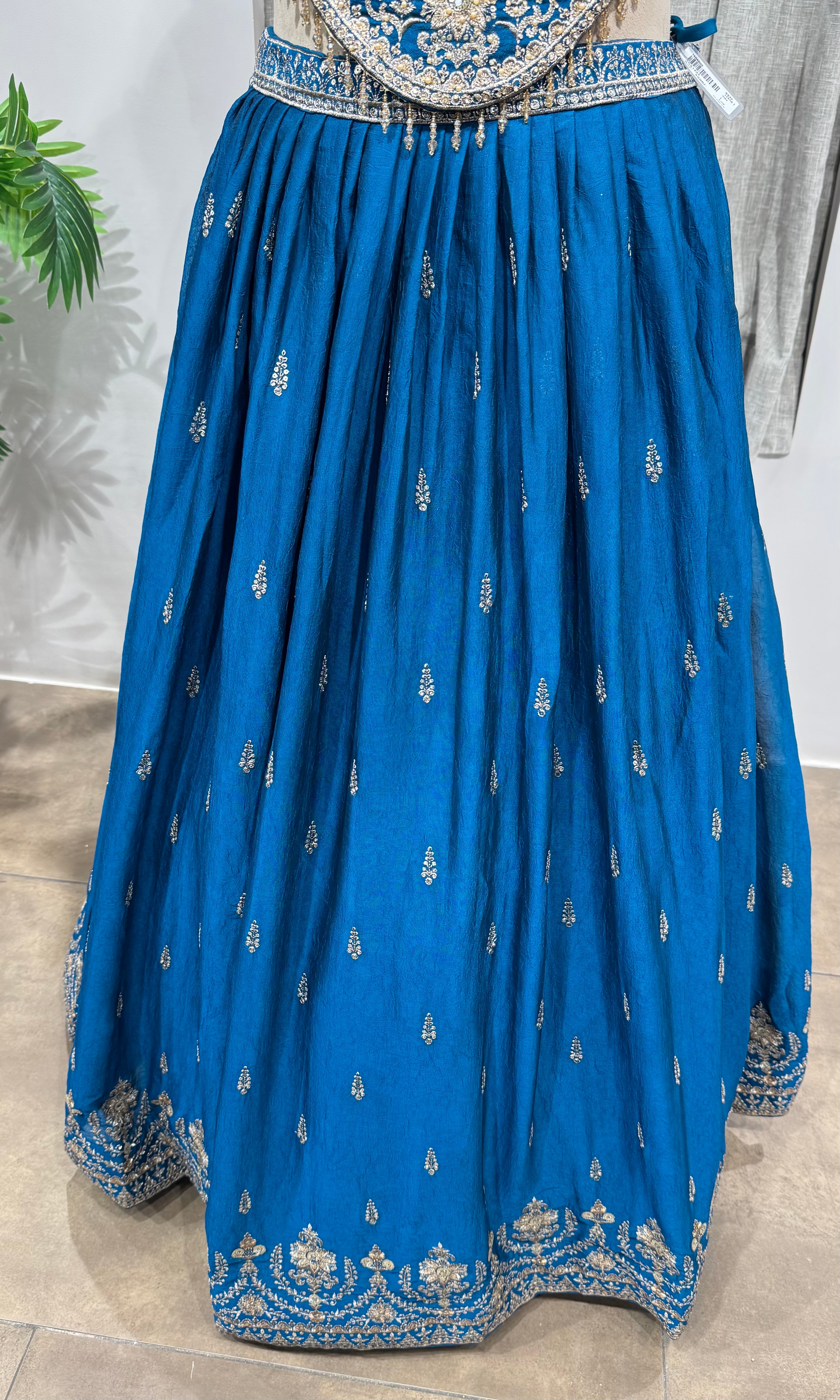 RAMA Blue Traditional Floral Motif Lehenga Set