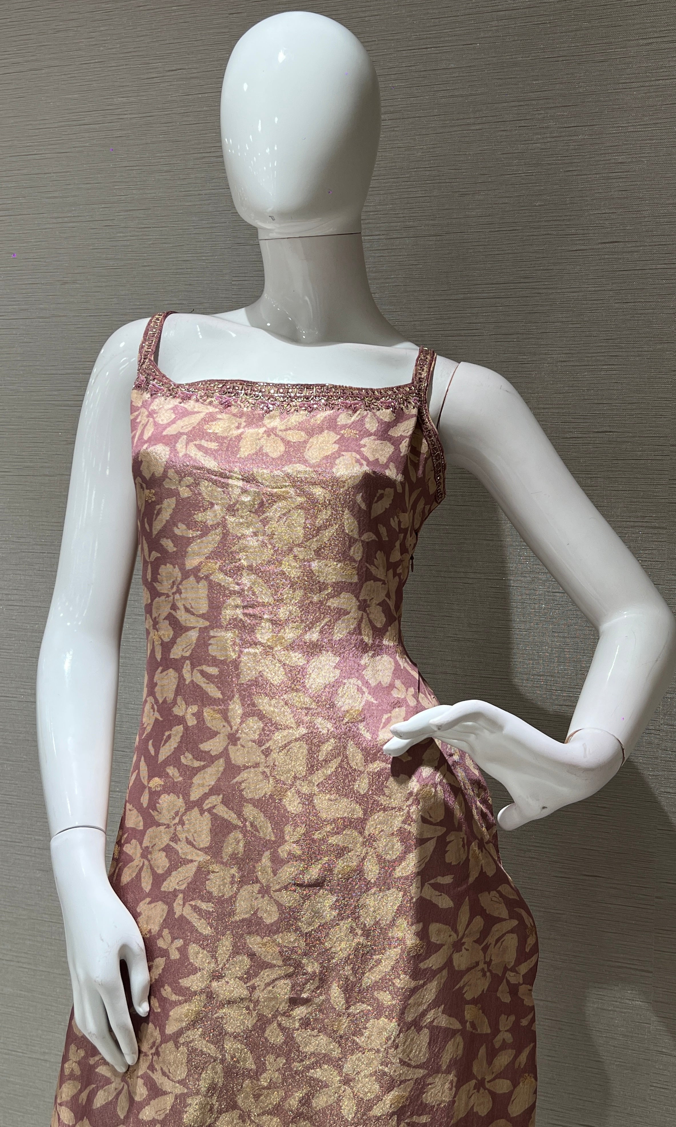 Onion pink floral embroidery kurta set