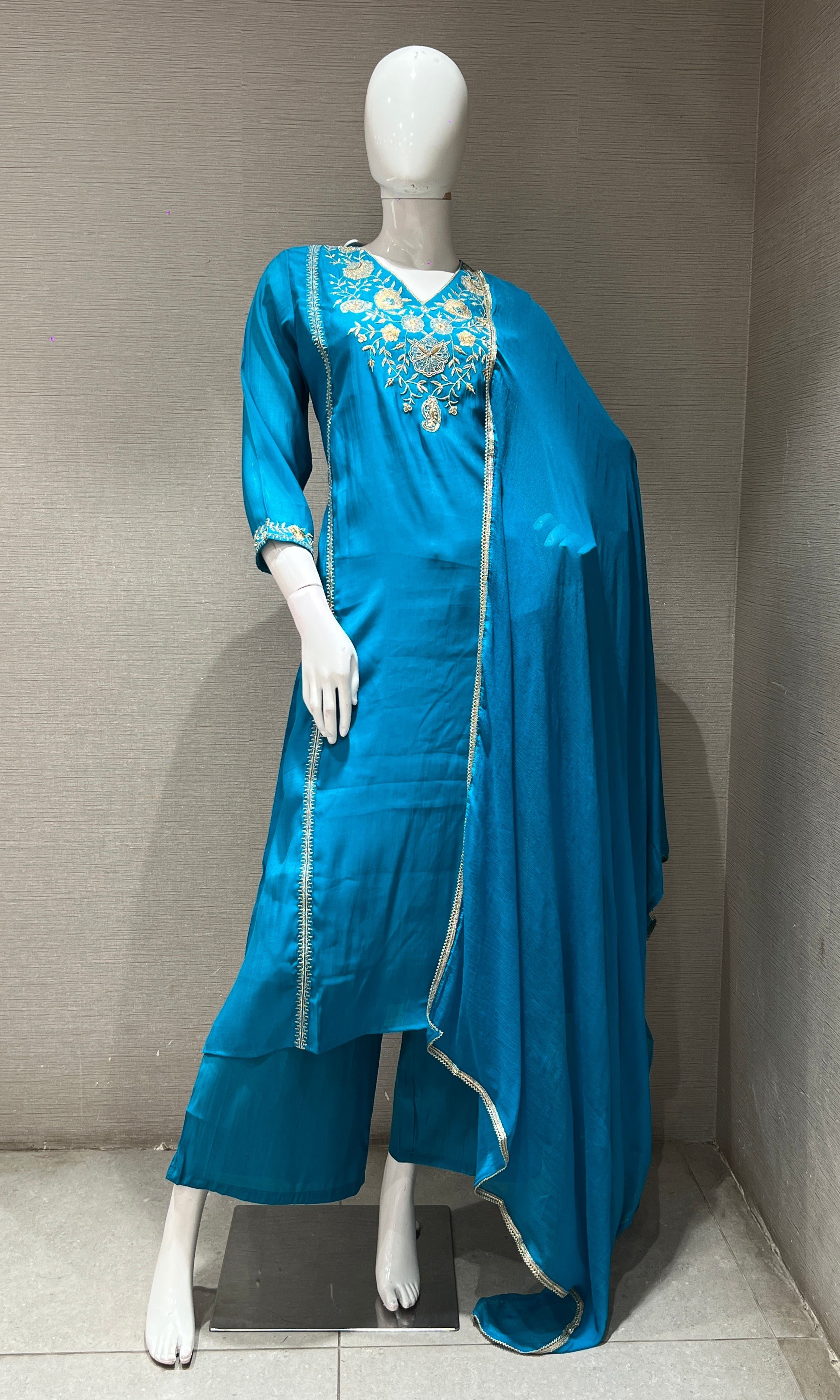 RAMA GOLDEN FLORAL EMBROIDERED KURTA SET