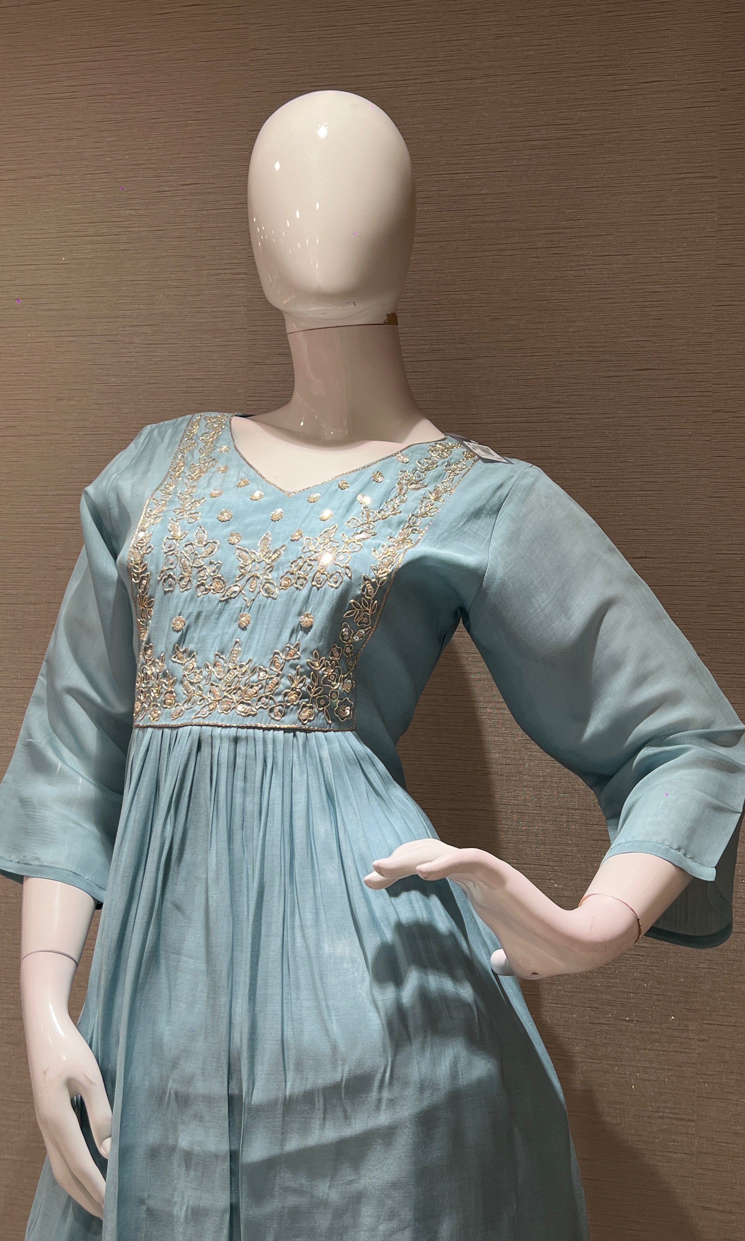 Light blue MUL CHANDERI kurta set