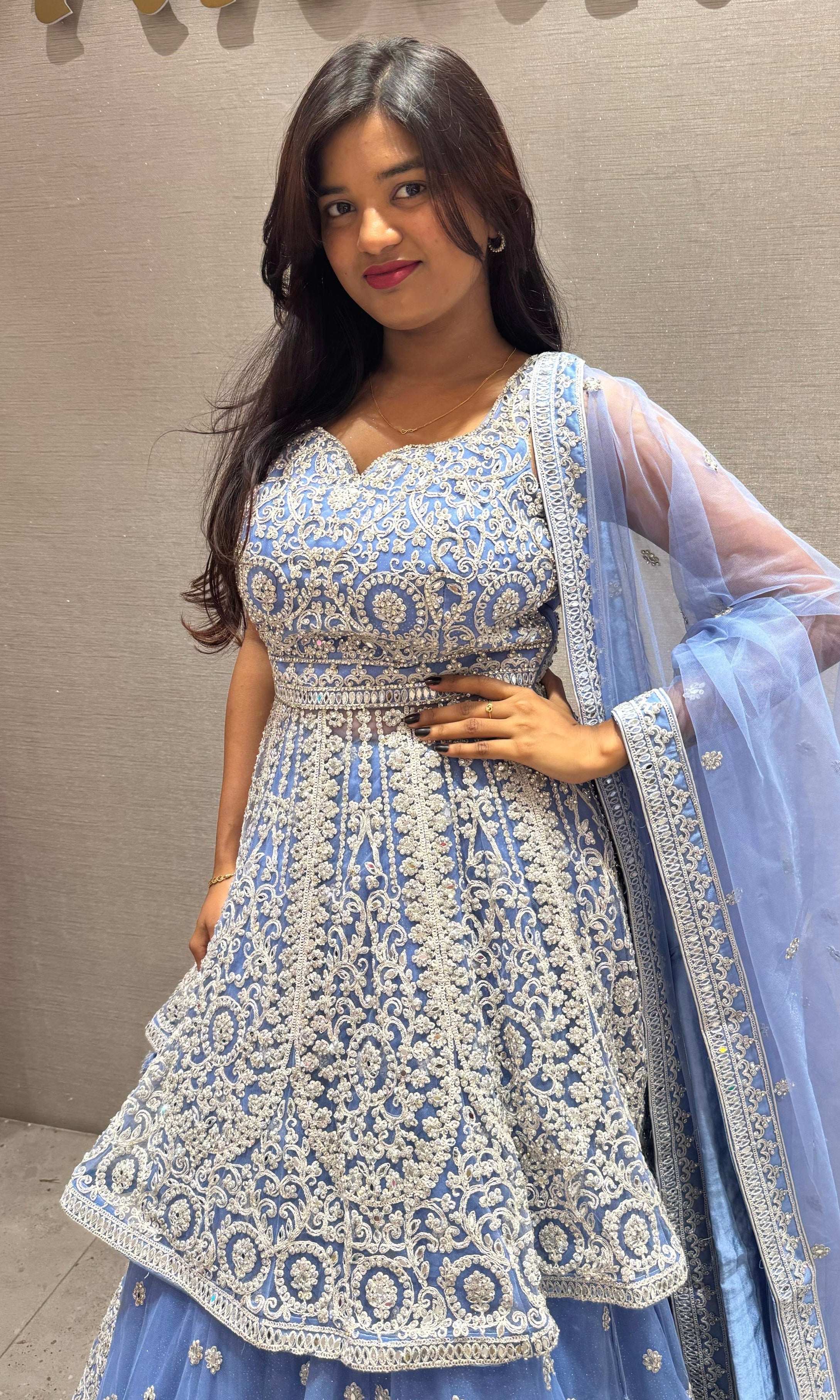 Light Blue lehenga with peplum