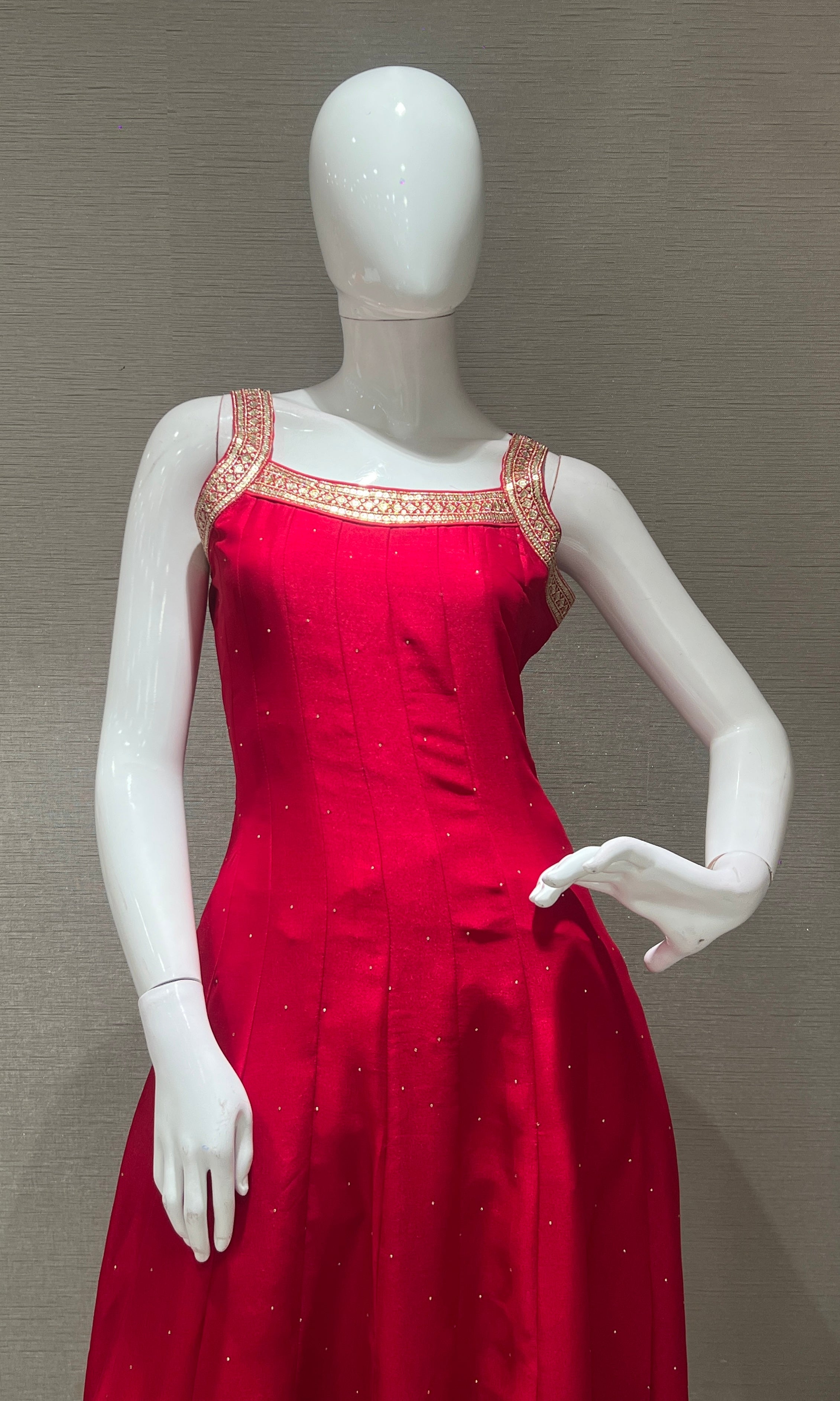 Rani pink anarkali set with gold embroidery